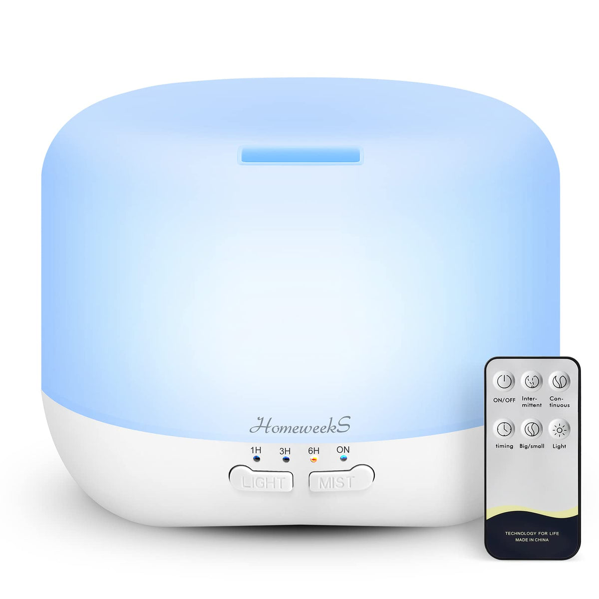 Homeweeks difusor aromaterapia 500ml con niebla suave para espacios grandes.