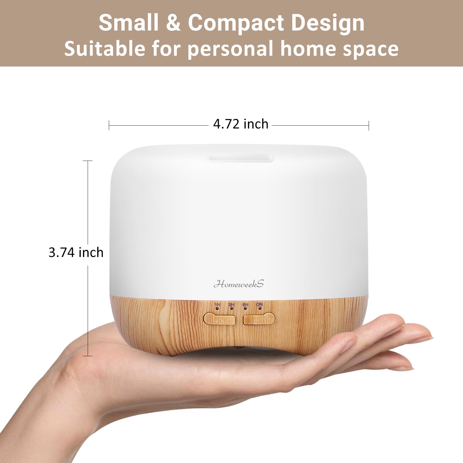 Homeweeks difusor ultrasonico grano de madera para ambiente relajante