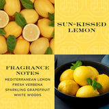 Primer plano de vela Homeworx Sun Kissed Lemon realzando notas cítricas.
