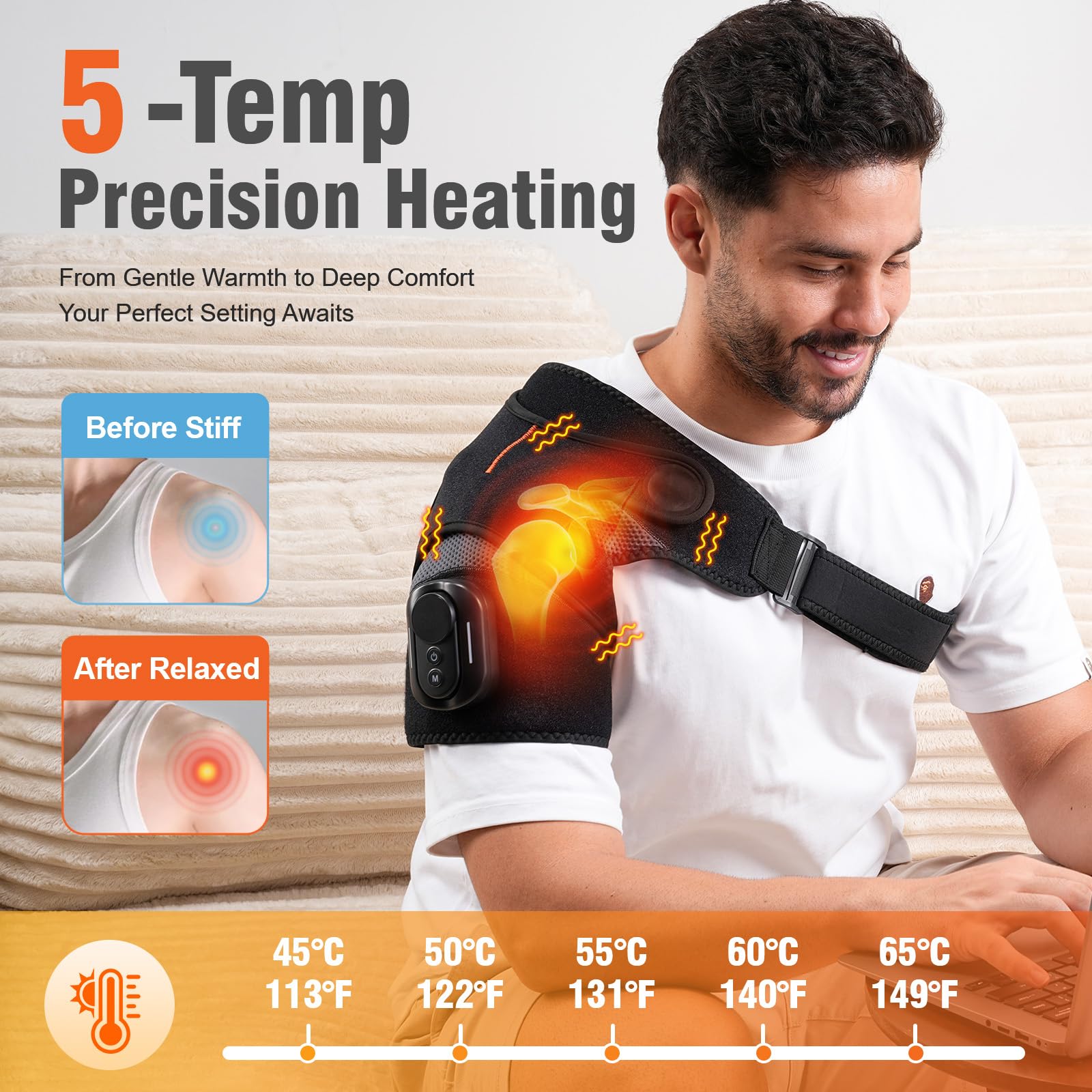 HOMVIMI modos de vibración 5 para un masaje relajante.