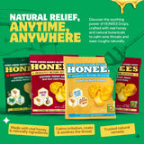 Honees Drops miel real jengibre, ingredientes simples para confortar la garganta.