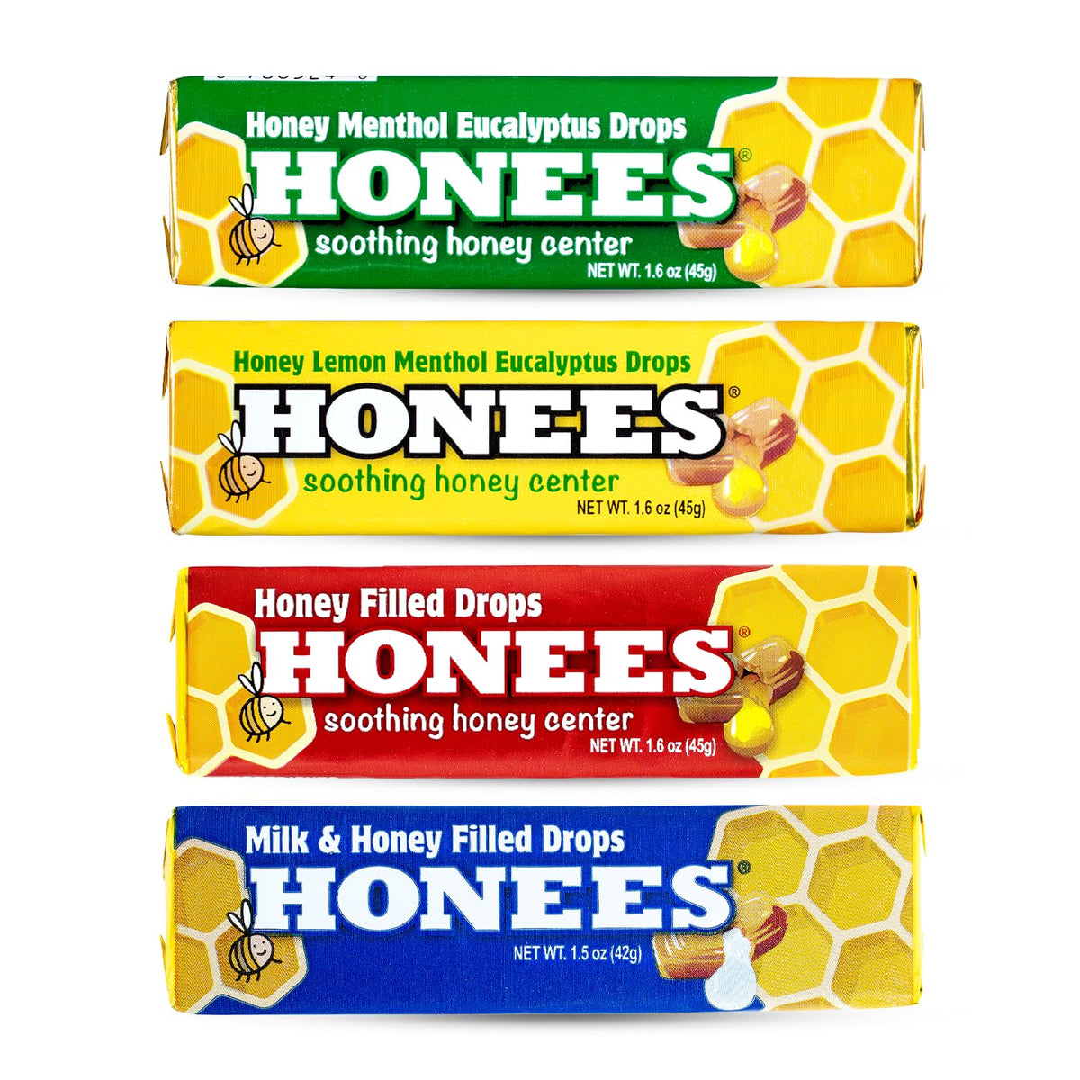 Gotas rellenas de miel Honees: pack variado para cuidado de la garganta