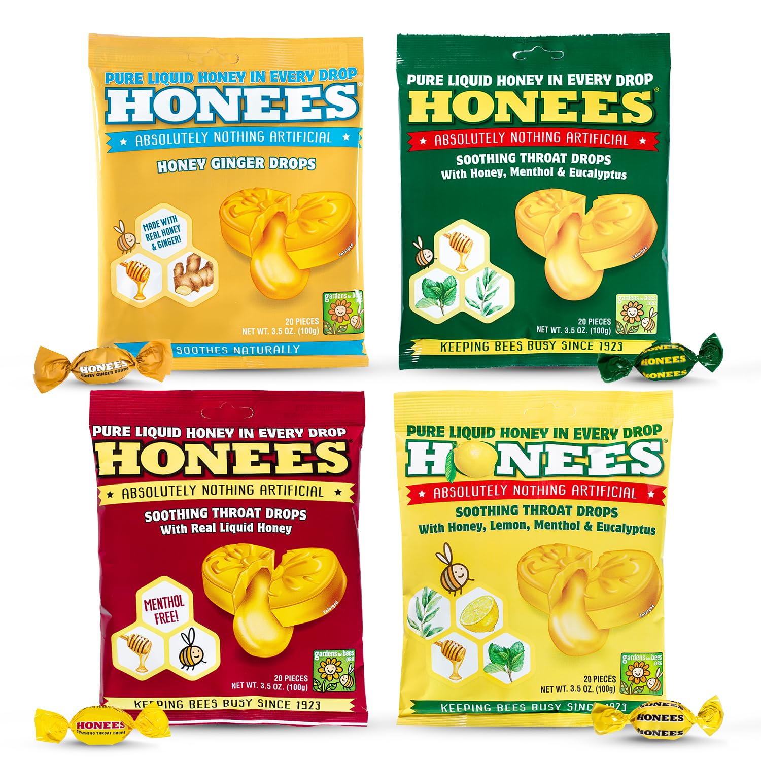 Gotas Honees miel caja: sensación suave para la garganta.