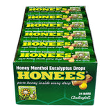 Pastillas Honees Mentol Eucalipto en caja de 24 para un refrescante impulso.
