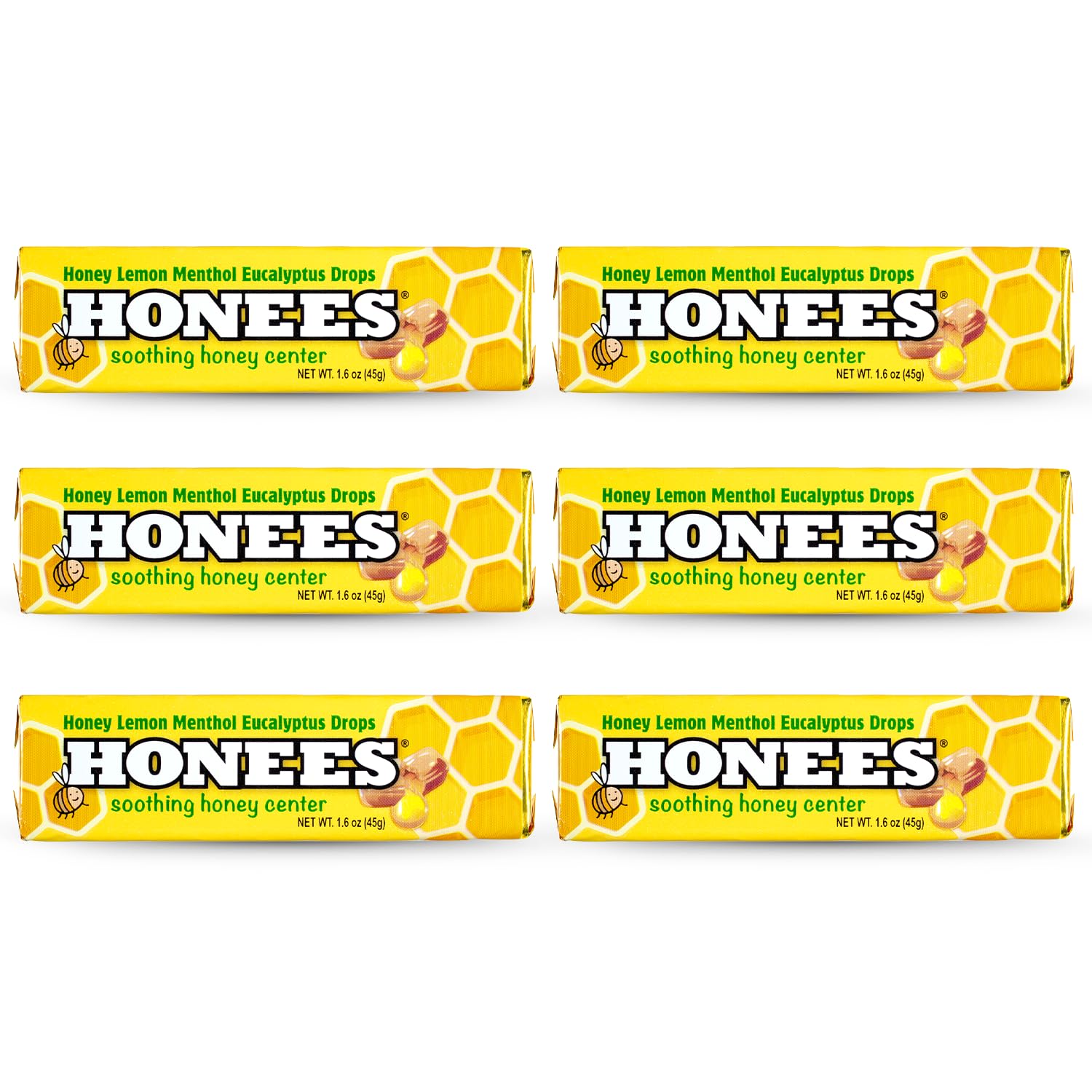 Honees: paquete de 6 barras, 54 pastillas para alivio natural de garganta.