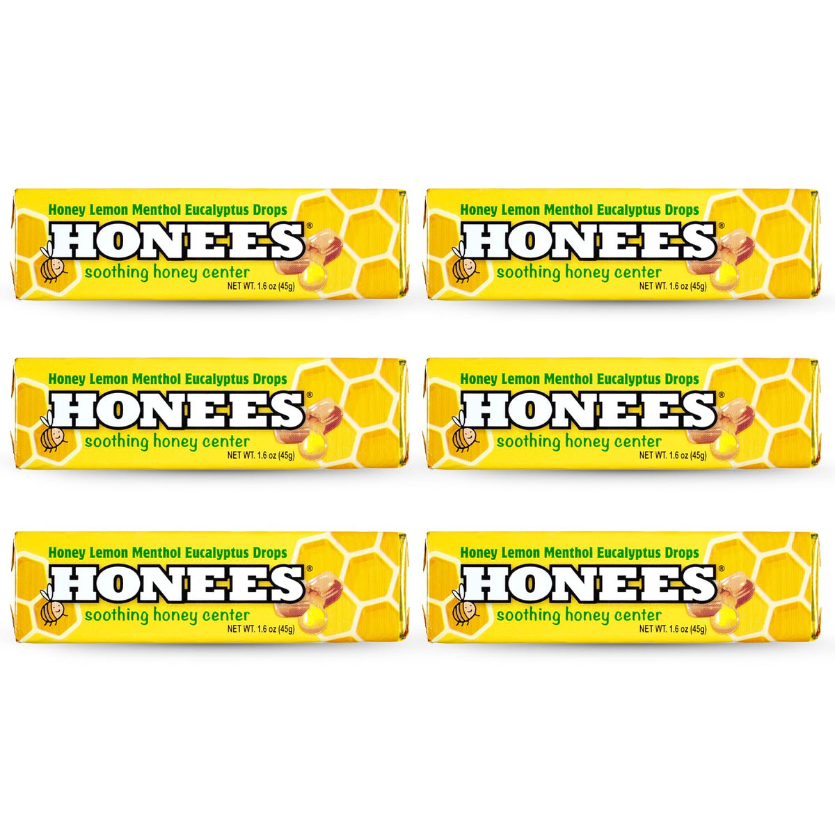 Honees: paquete de 6 barras, 54 pastillas para alivio natural de garganta.