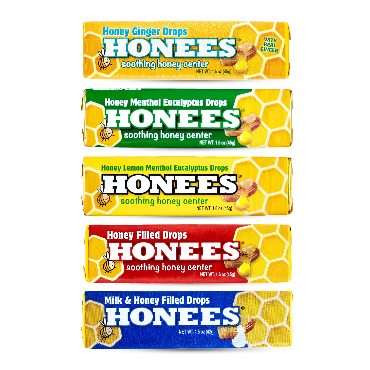 Honees pack variedad frente: comodidad para alivio de la garganta en casa.