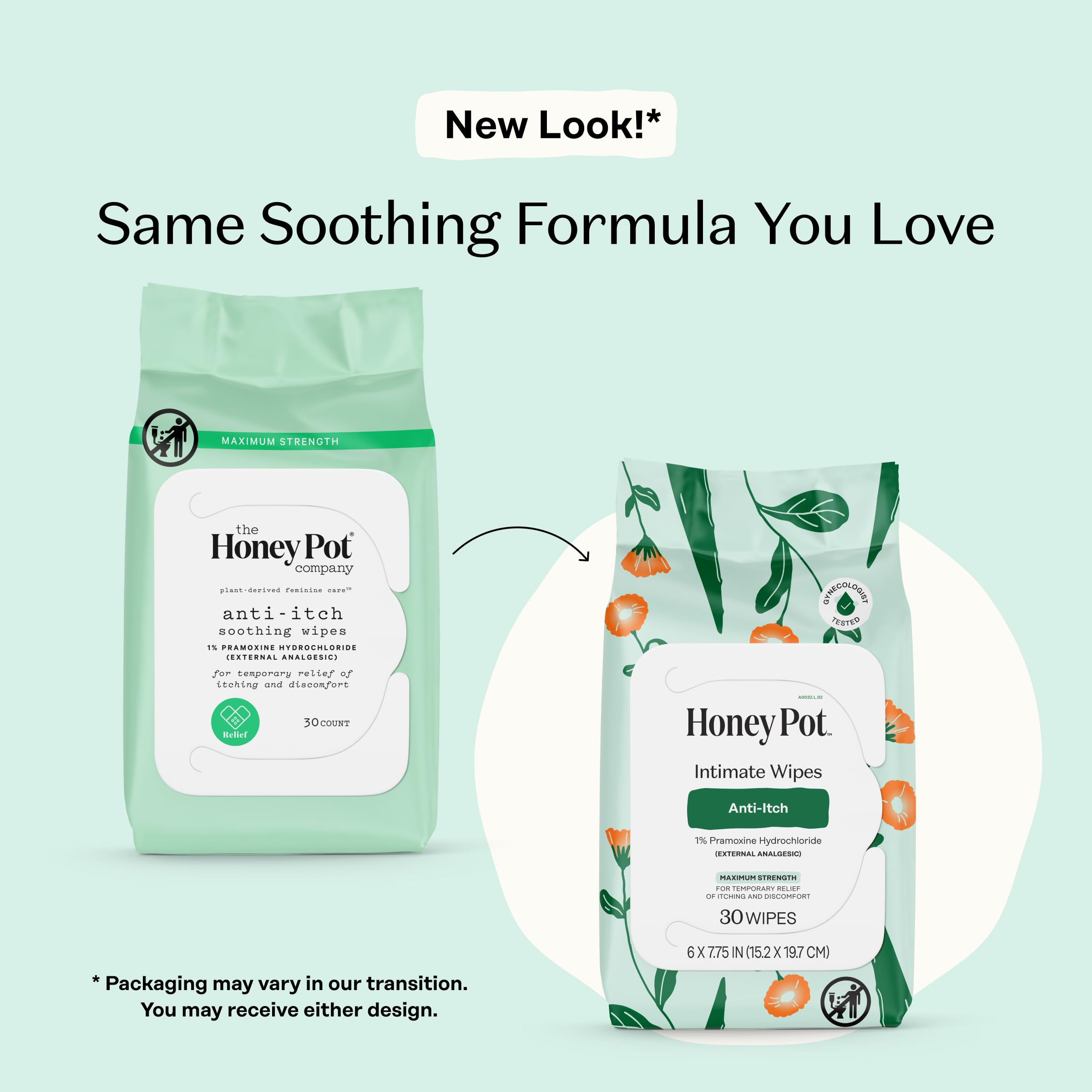 The Honey Pot Company - toallitas antiprurito, textura suave para piel íntima