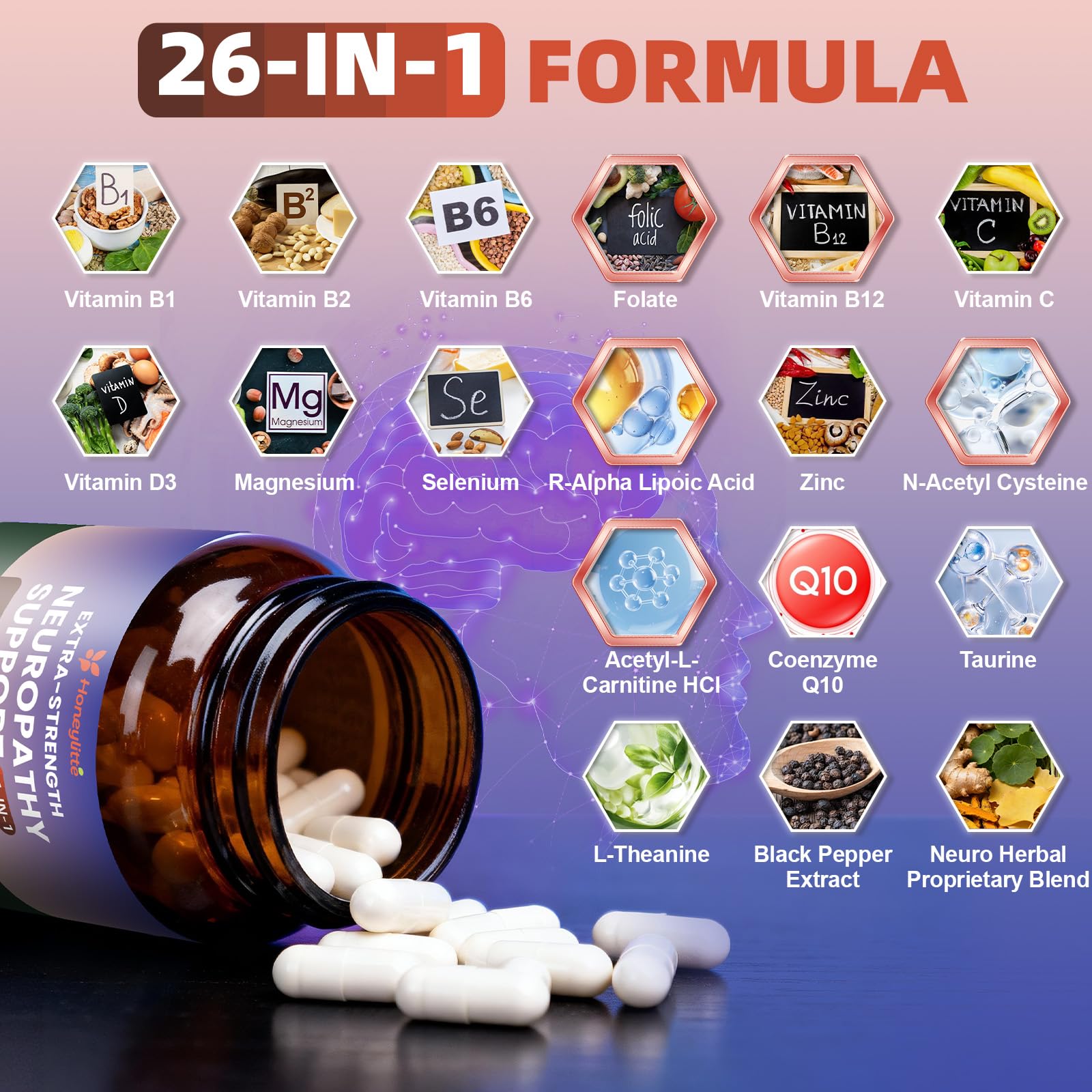 Honeylitte Alfa Lipoico Acido, cápsulas para uso diario