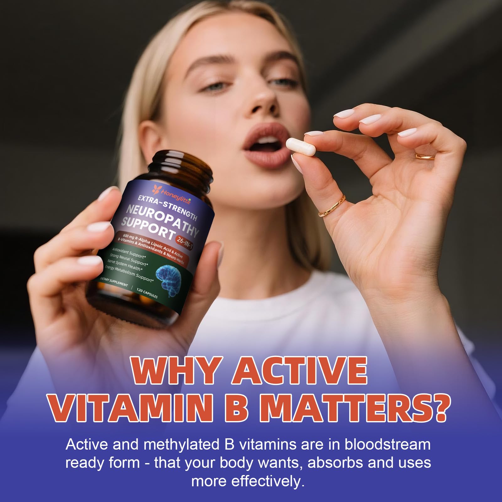 Honeylitte Alfa Lipoico Acido, manos sosteniendo para rutina diaria
