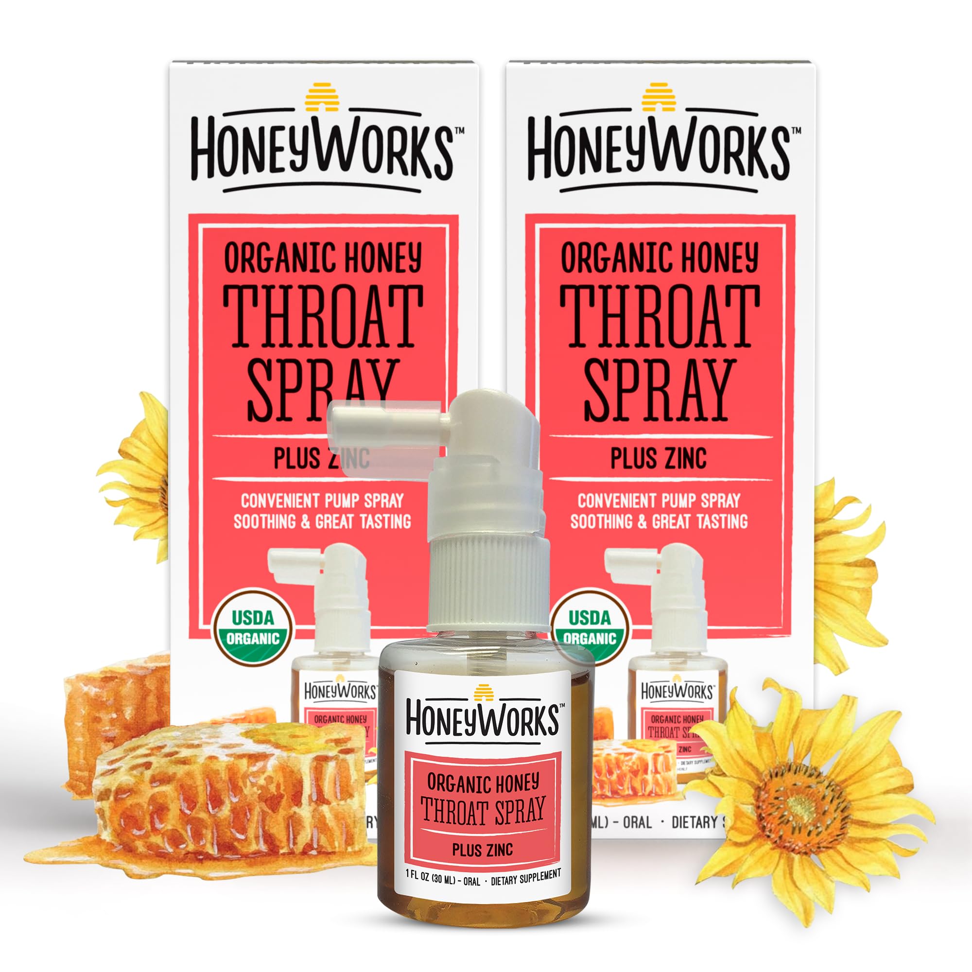 HoneyWorks spray de garganta en botella para alivio rápido