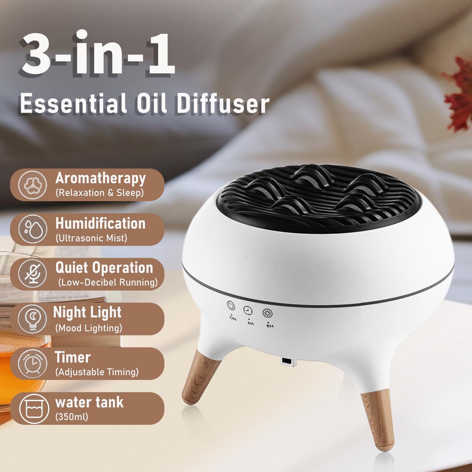 HONEYYEAR difusor ultrasonico para aromaterapia y humidificación silenciosa.