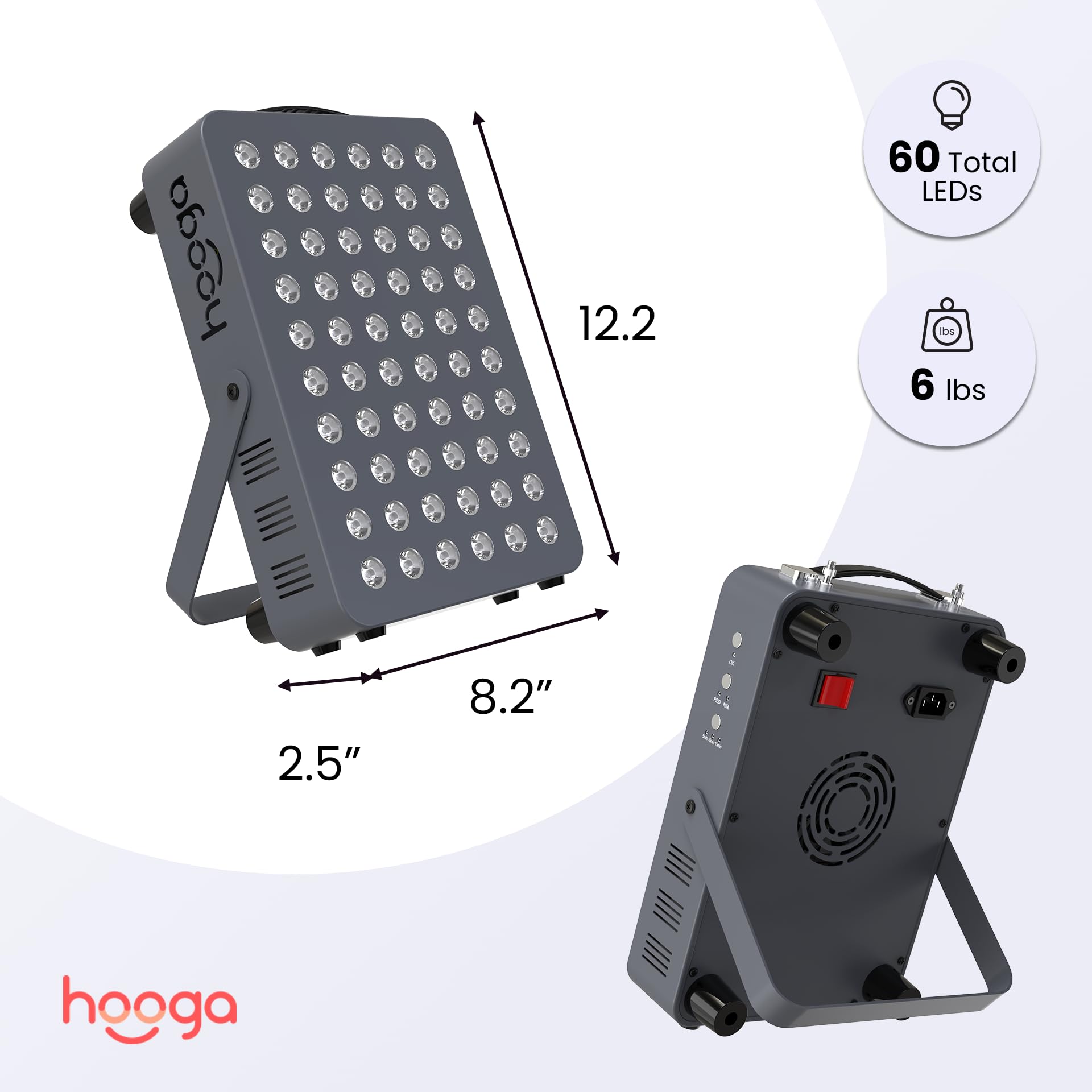Hooga HG300 panel doble 660 y 850 nm para sesiones simples