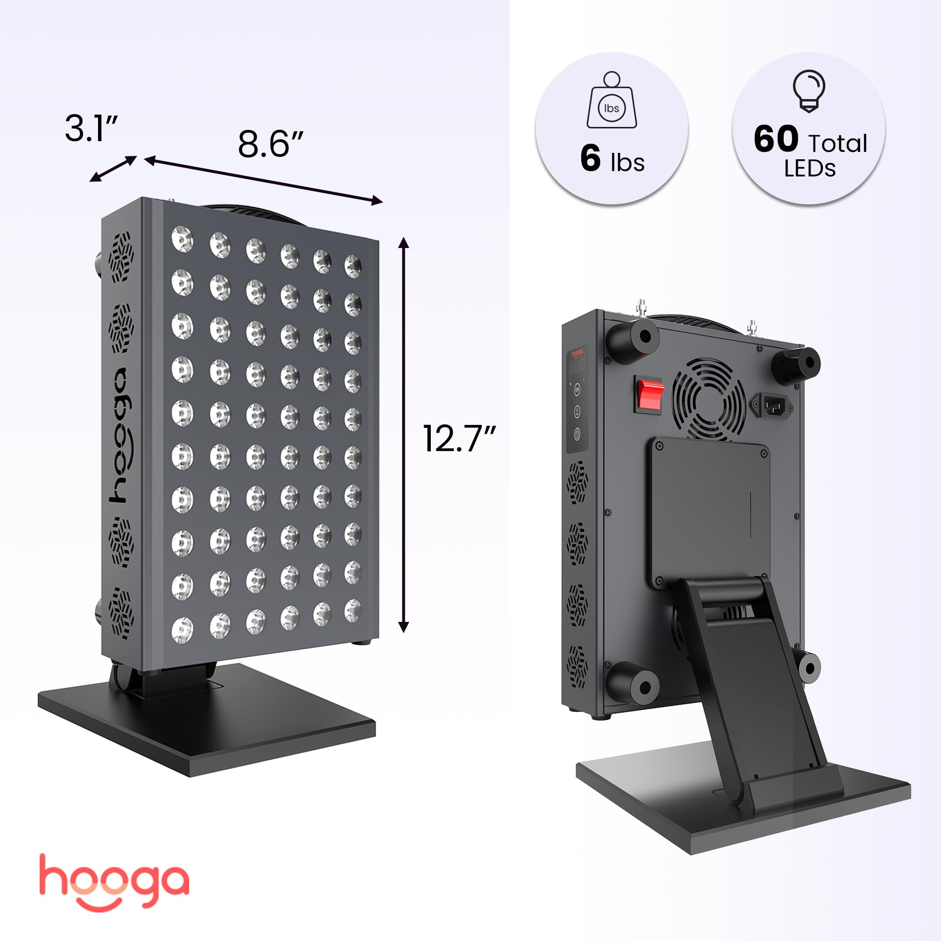 Hooga PRO300 soporte ajustable para orientar la luz en cara o cuerpo.