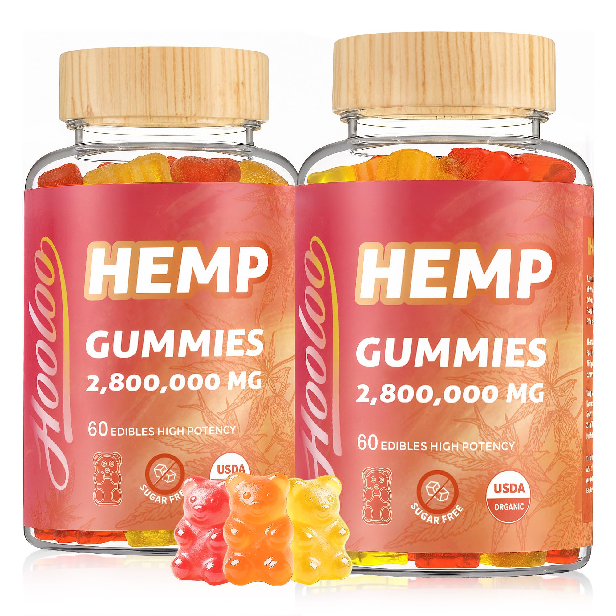 Gomitas HOOLOO en frasco con sabor a fruta para consumo diario