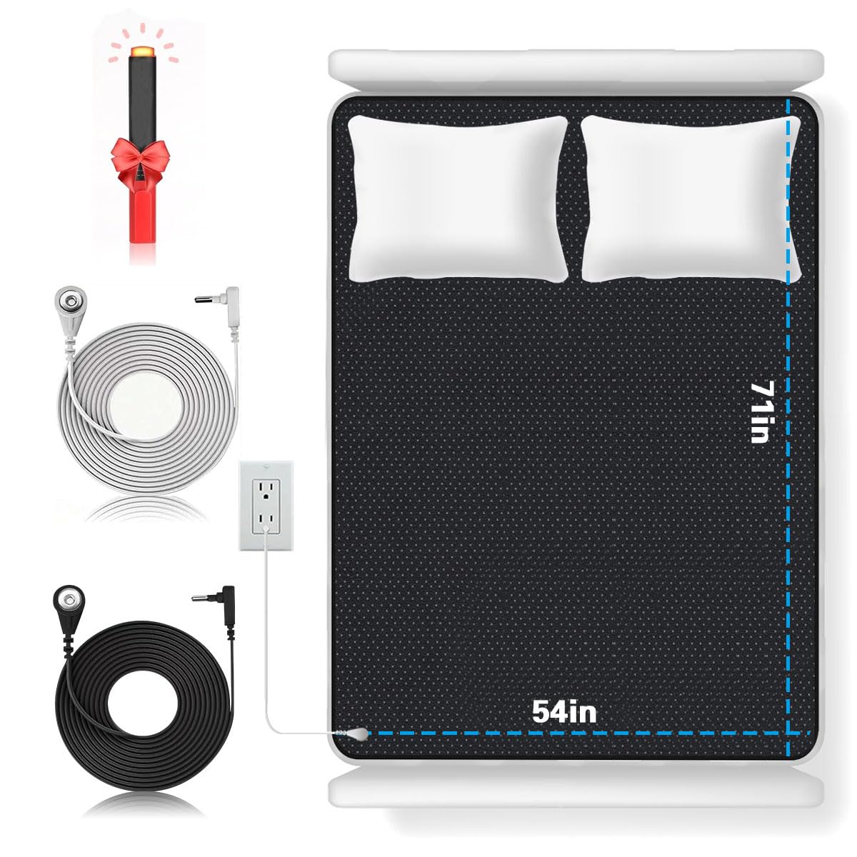 HOOTACH manta-conexion-tierra-cama, dos cables para dormir más cómodo.