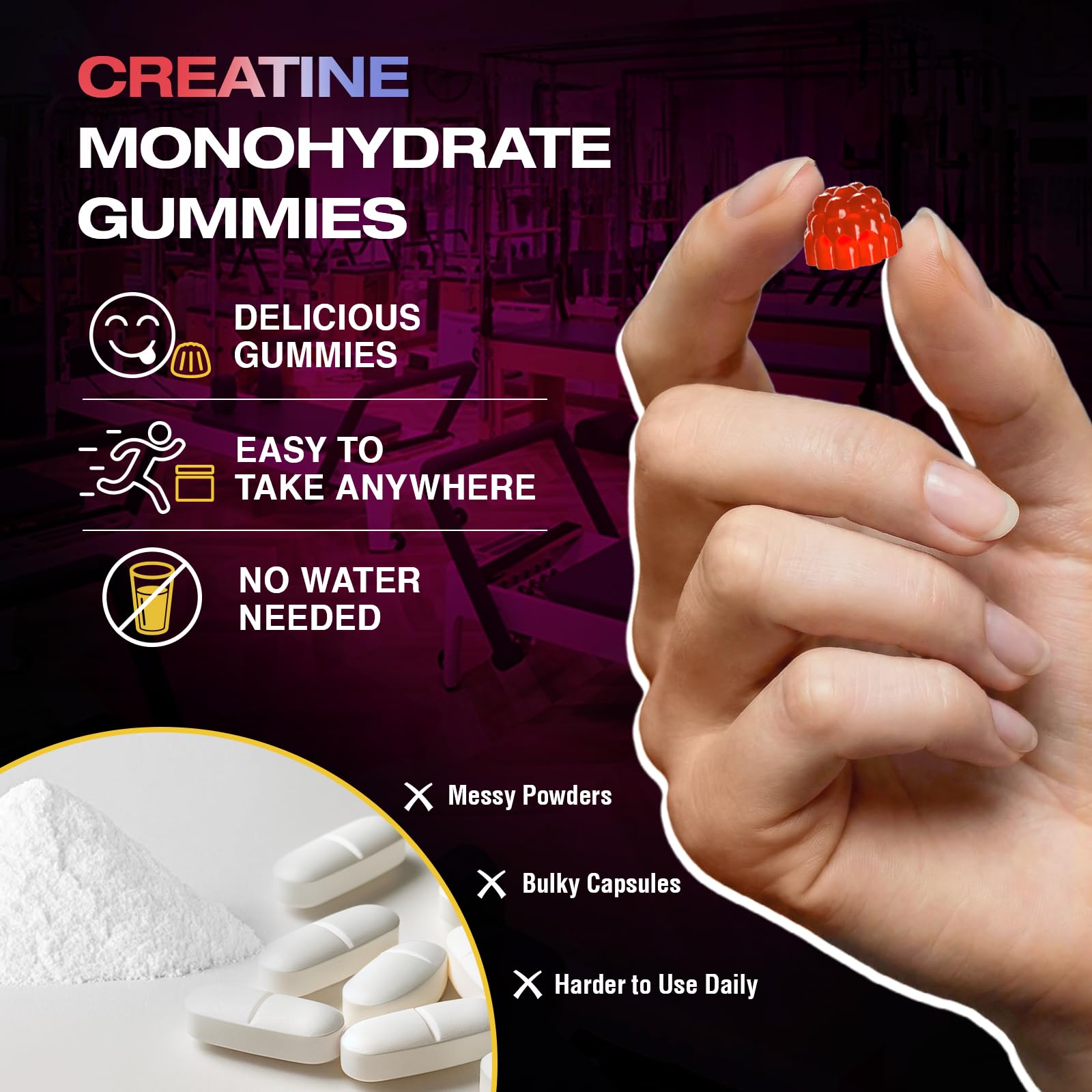 Hoozzch Creatine Gummies etiqueta natural: opción vegana sin colorantes