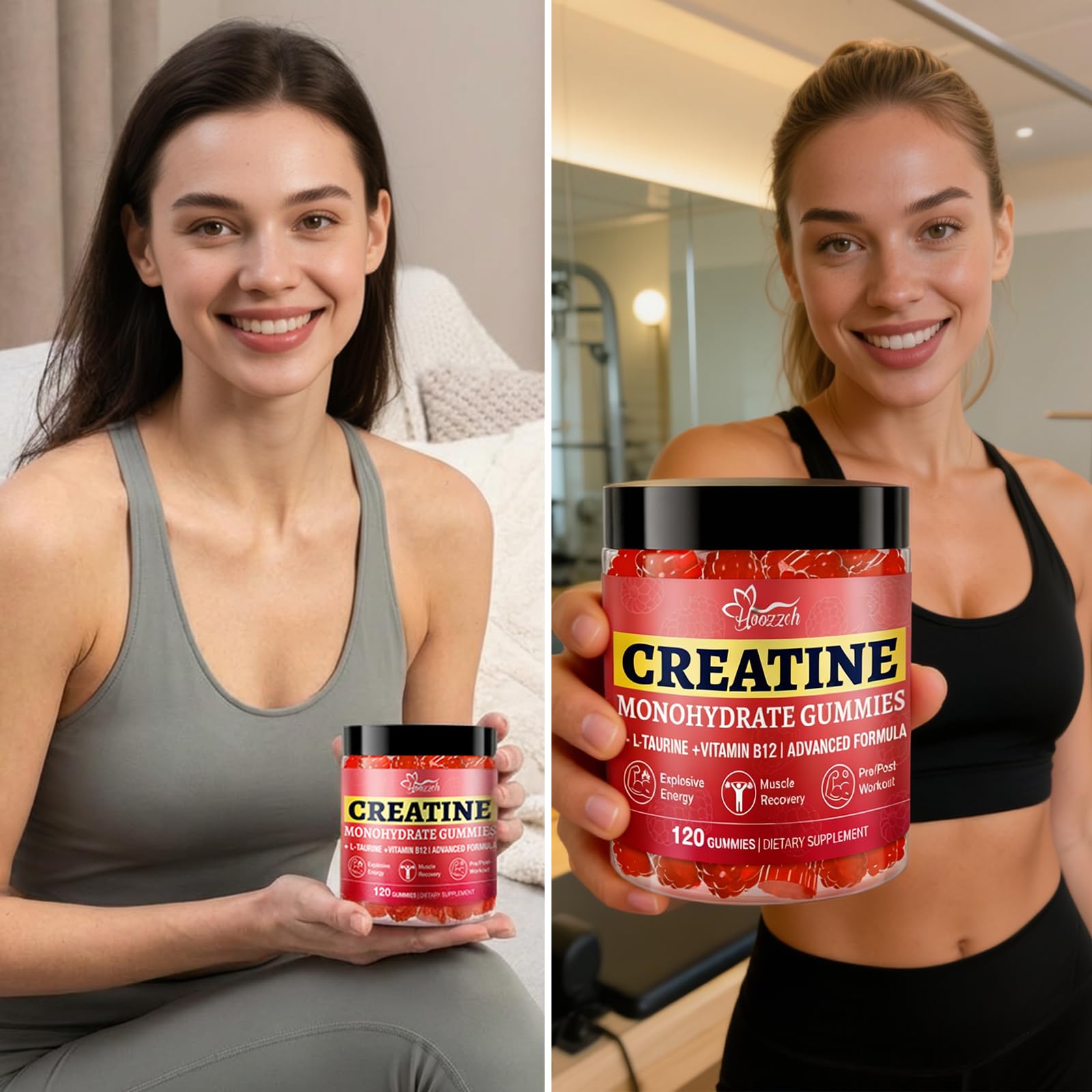 Hoozzch Creatine Gummies uso previo al entrenamiento: energía sostenida