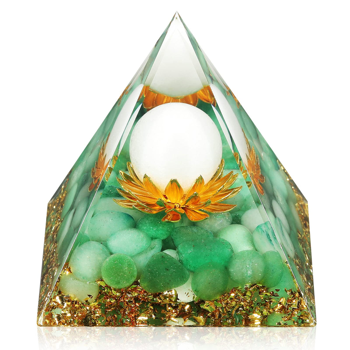 Piramide Hopeseed Orgónita: Flor de la Vida para promover energía positiva y enfoque.