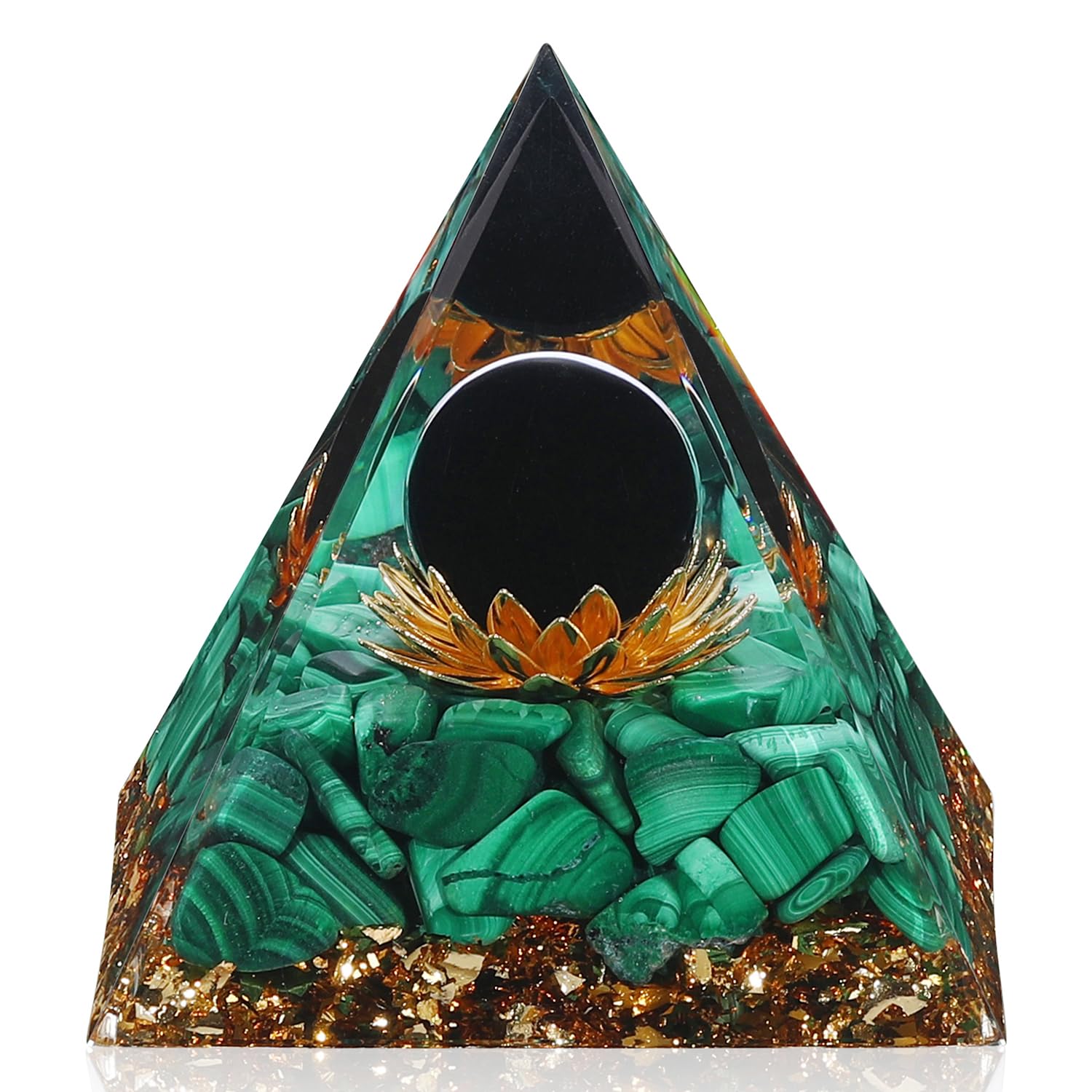 Piramide orgónica Hopeseed para energía positiva y decoración elegante.