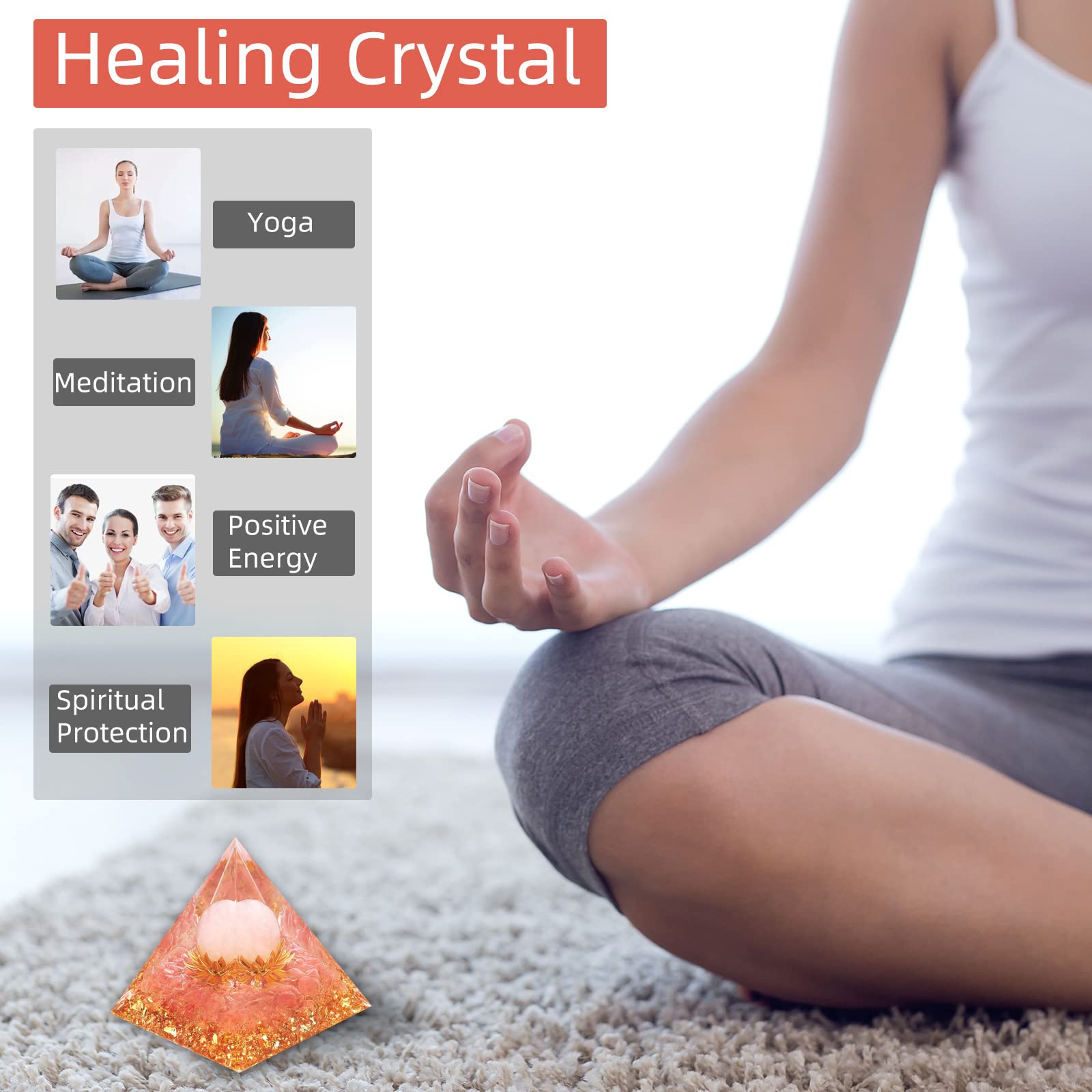 Hopeseed pirámide orgonita energía positiva: guía sesiones de meditación.