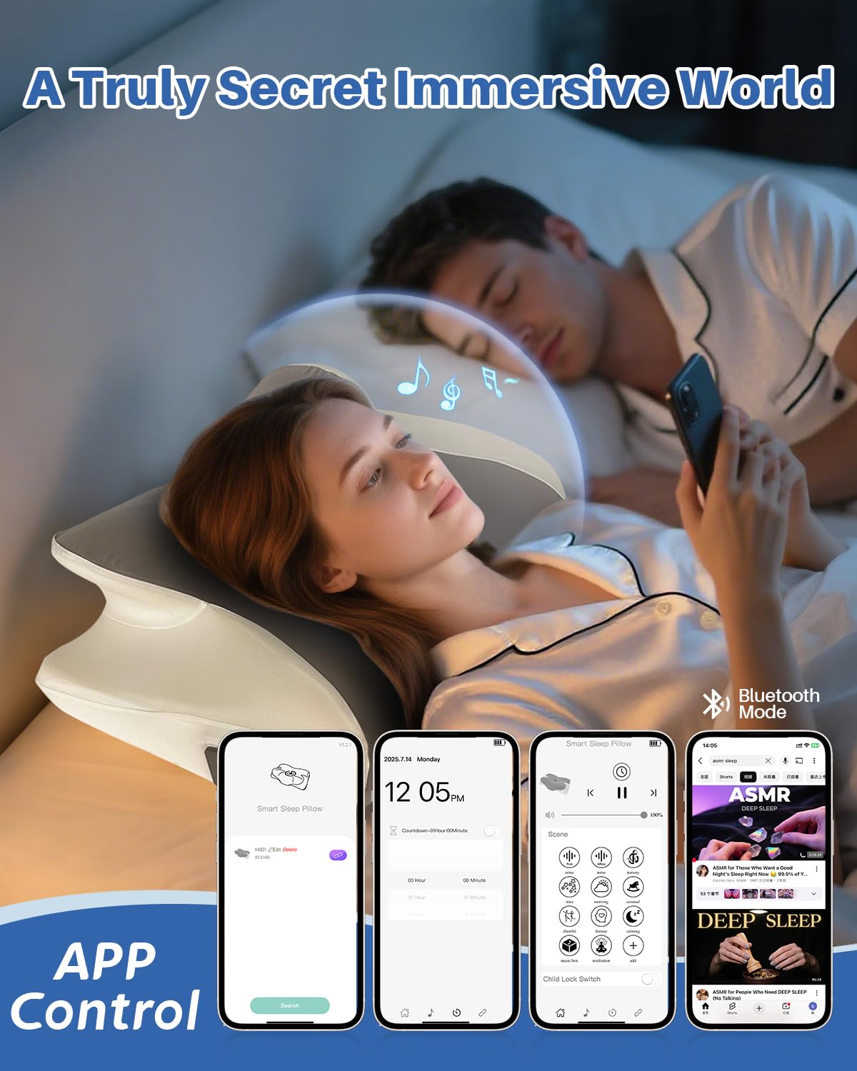Hopihe almohada con control por aplicación para gestionar sonidos