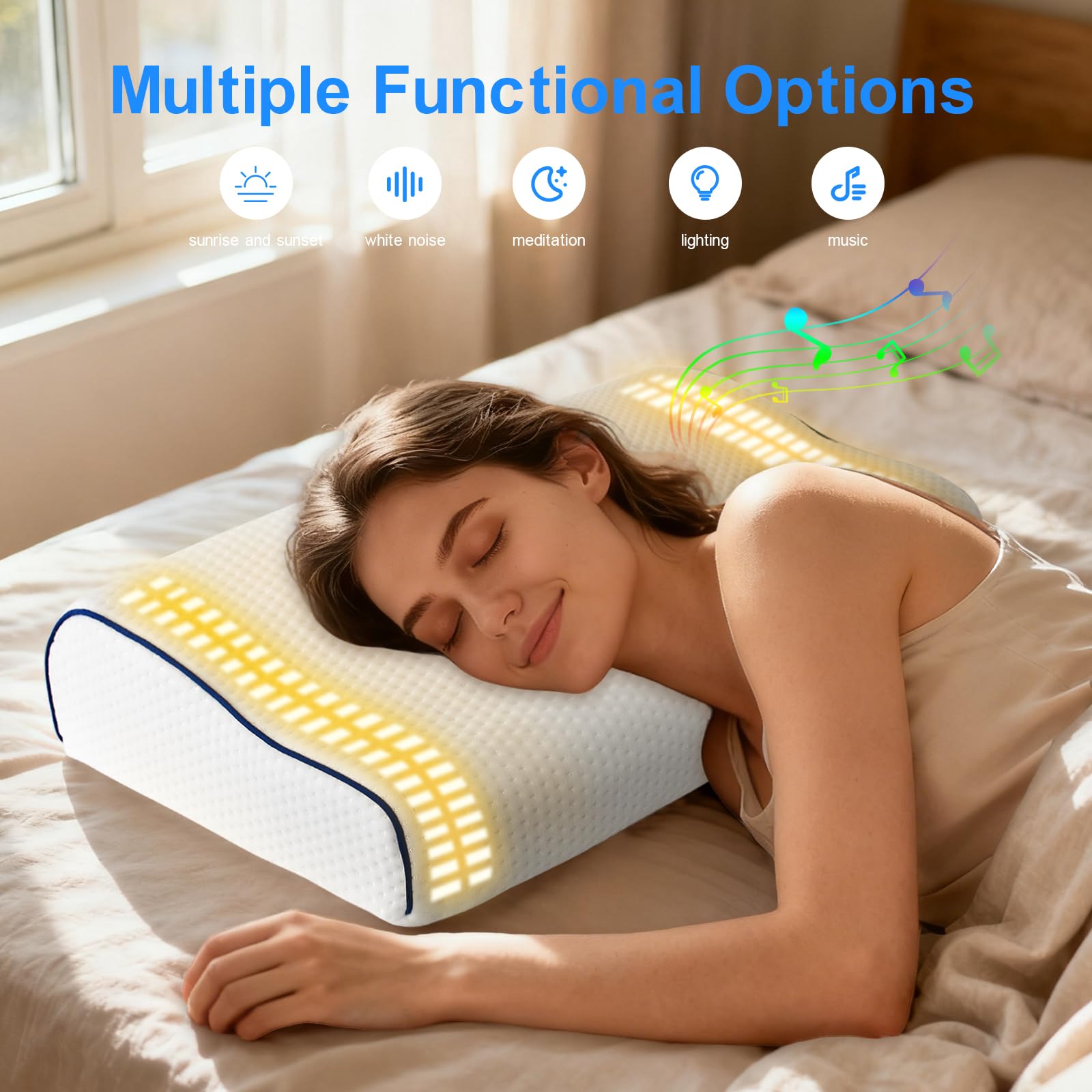 Hopihe almohada para dormir ofrece sonido blanco calmante para descansar.