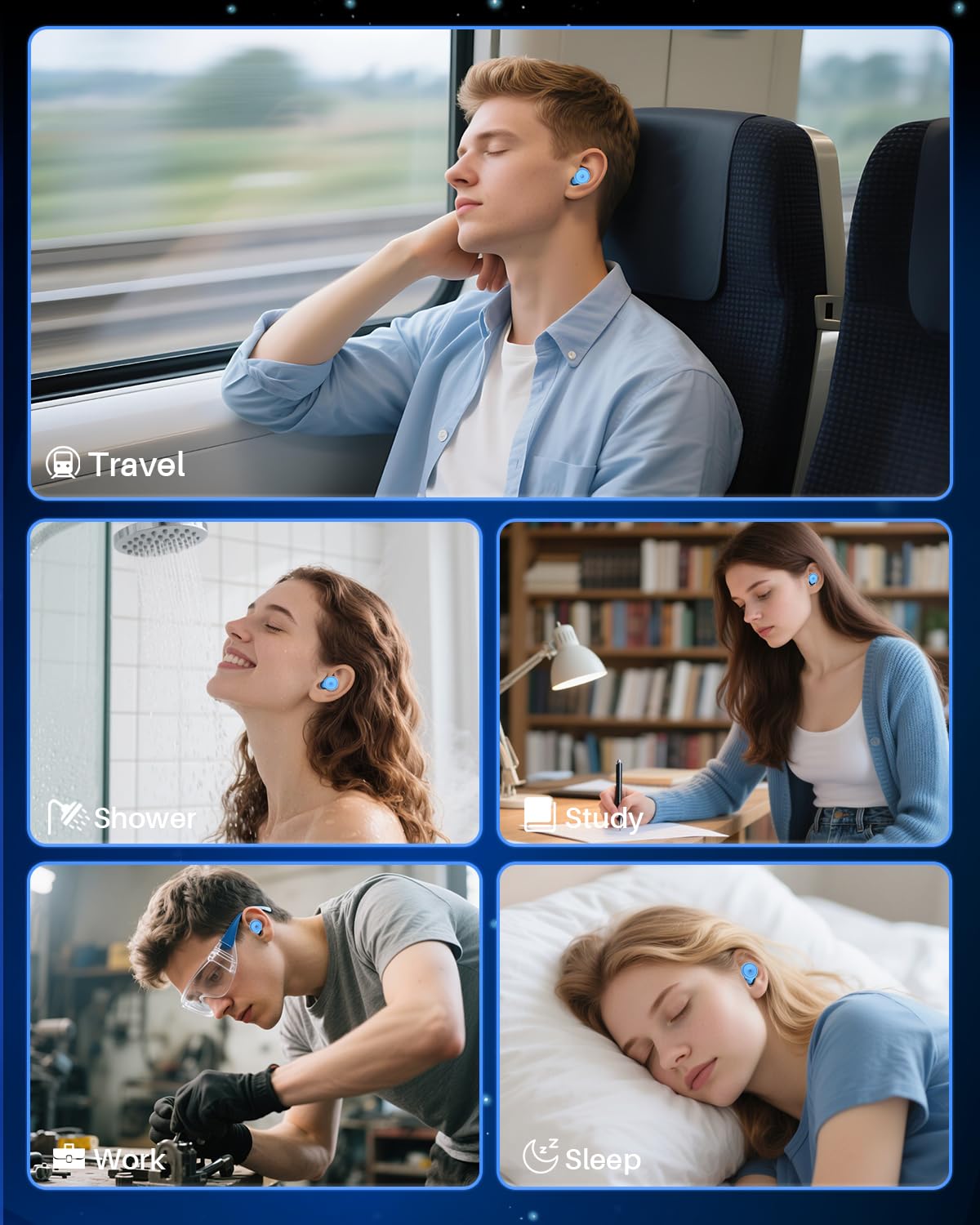 Hopihe tapones compactos para viaje y sueño tranquilo.