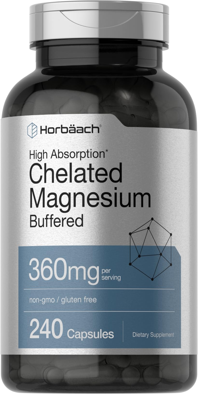 Horbaach Magnesio Quelado, cápsulas fáciles de tomar para la ingesta diaria.
