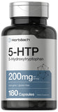 Horbäach 5HTP 200 mg – cápsulas en botella para uso diario.