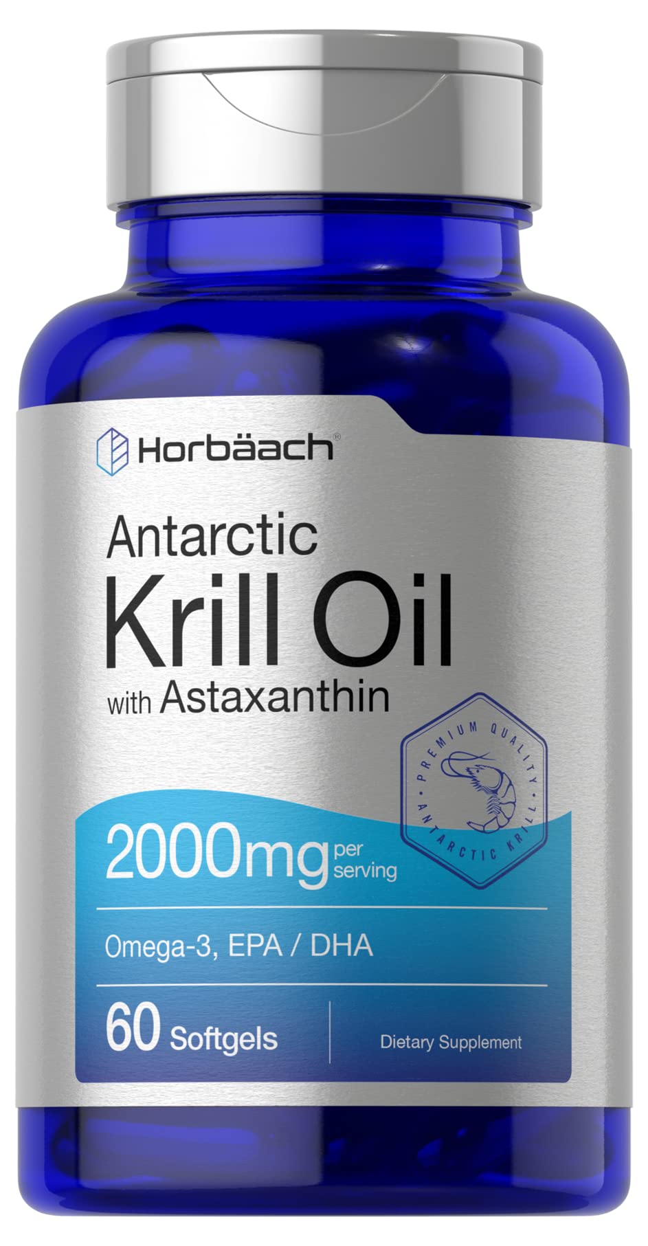 Horbäach Aceite de Krill Antártico 2000mg, cápsulas blandas de Omega-3