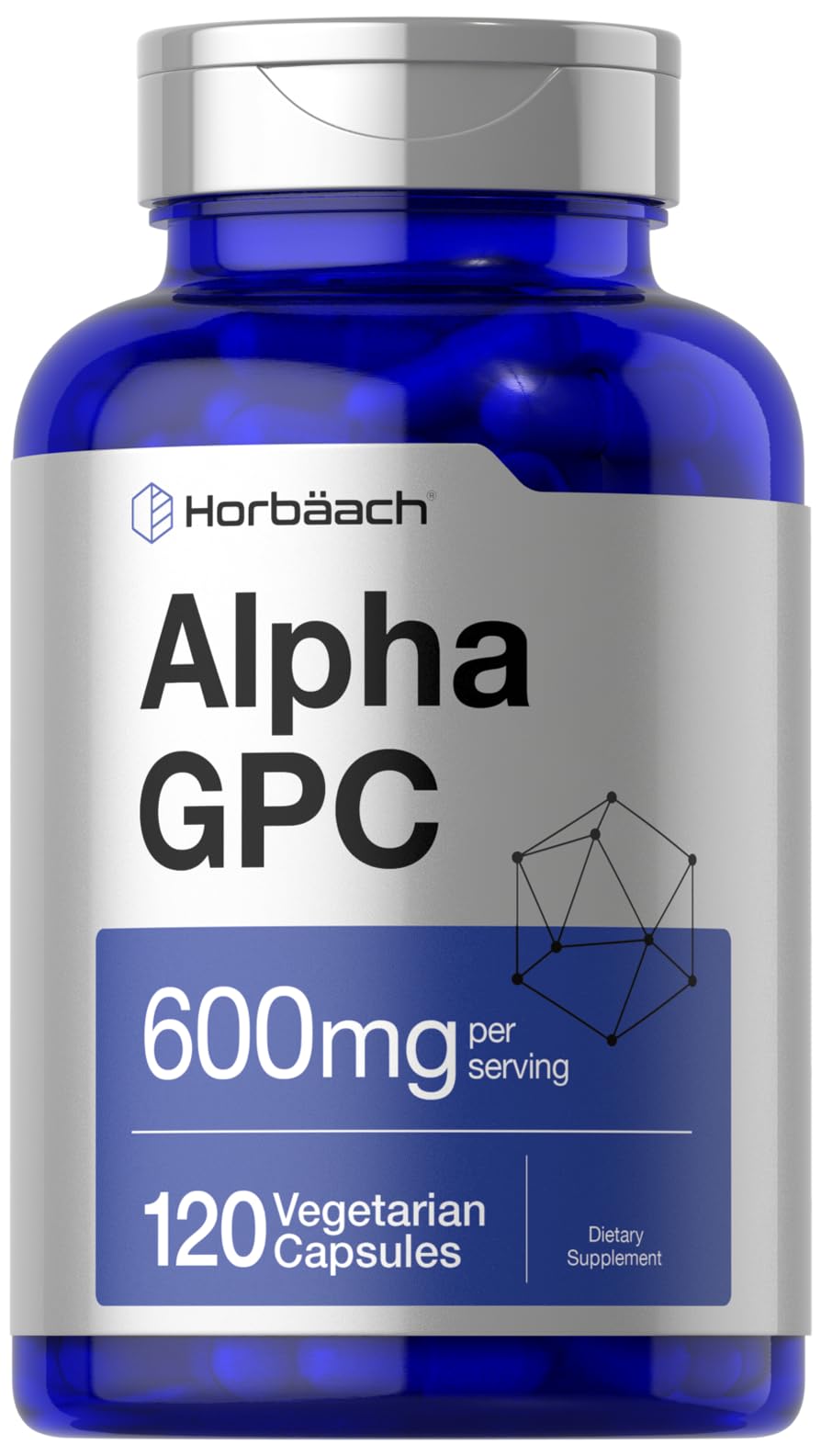 Horbaach Alpha GPC 600 mg: cápsulas vegetarianas para enfoque diario.