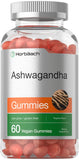 Gomitas Horbäach ashwagandha envase, consumo diario, sabor tropical.