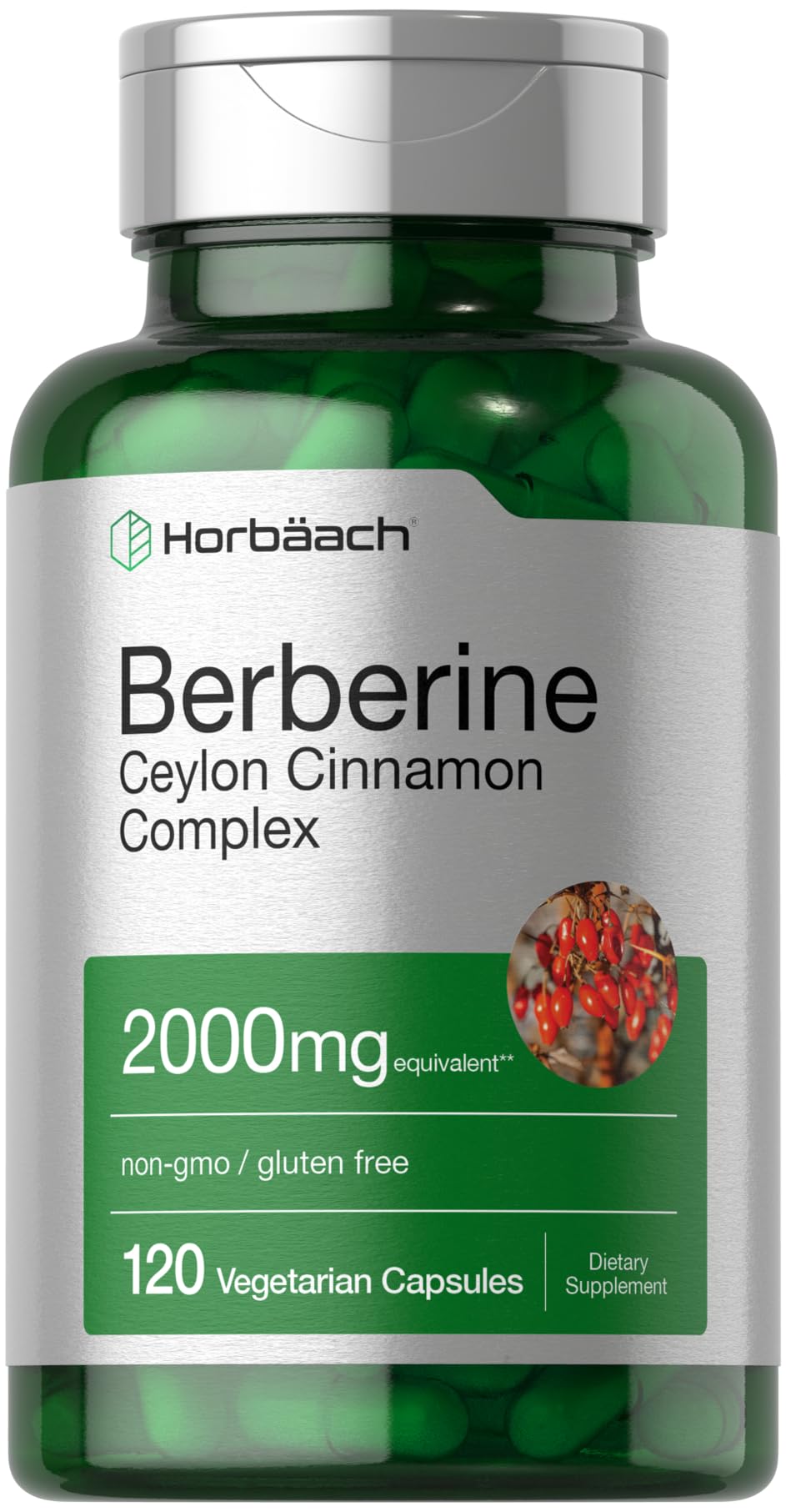 Horbäach Berberina Canela Ceilán cápsulas vegetarianas para uso diario.