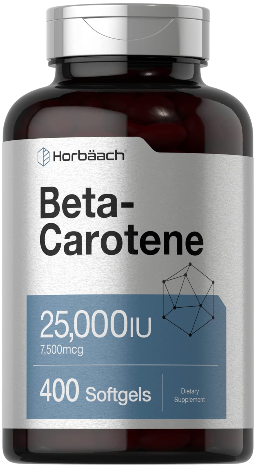 Horbäach Beta Carotene cápsulas suaves de liberación rápida para apoyo diario.
