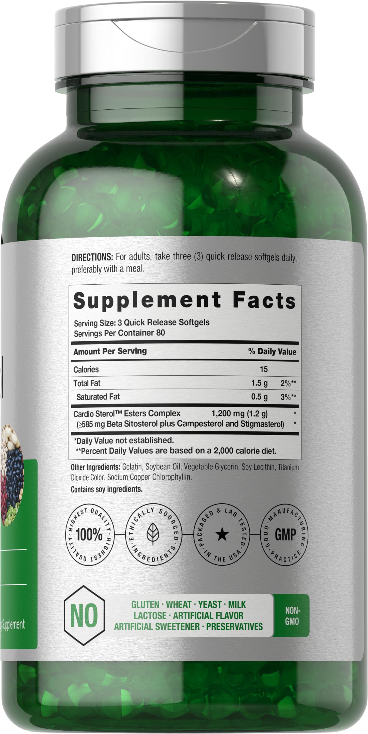Horbäach Beta Sitosterol en botella dorso para información