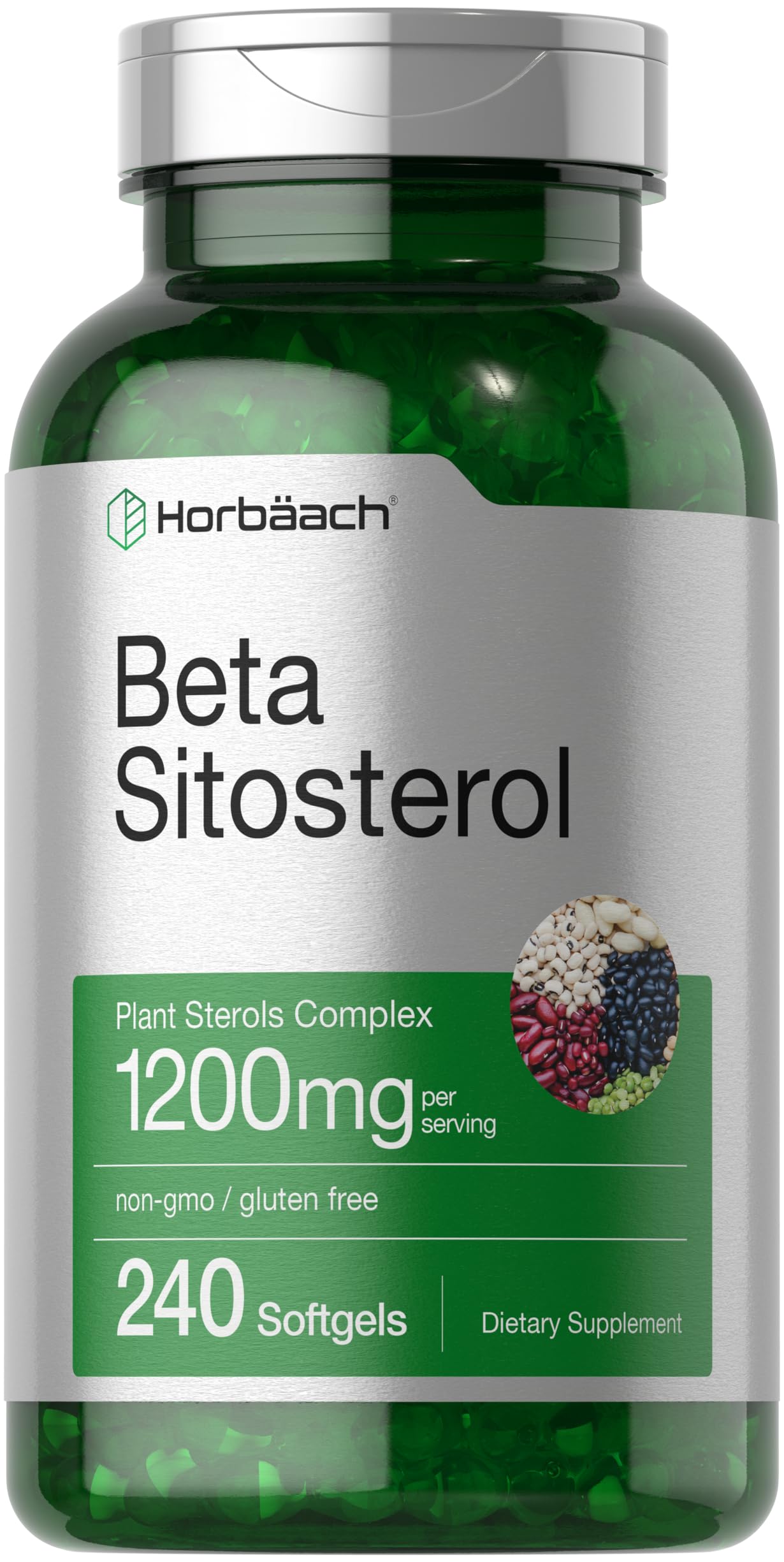 Horbäach Beta Sitosterol en botella frente para bienestar diario
