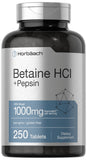 Horbaach Betaína HCl con Pepsina, frente al envase, posible apoyo digestivo tras la comida