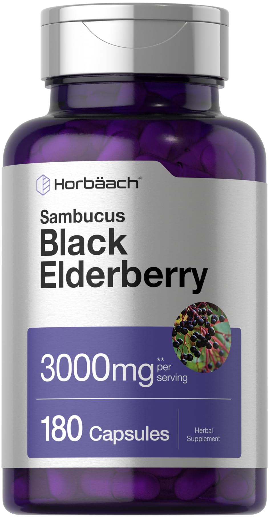 Horbaach sauco negro: botella de cápsulas para uso diario