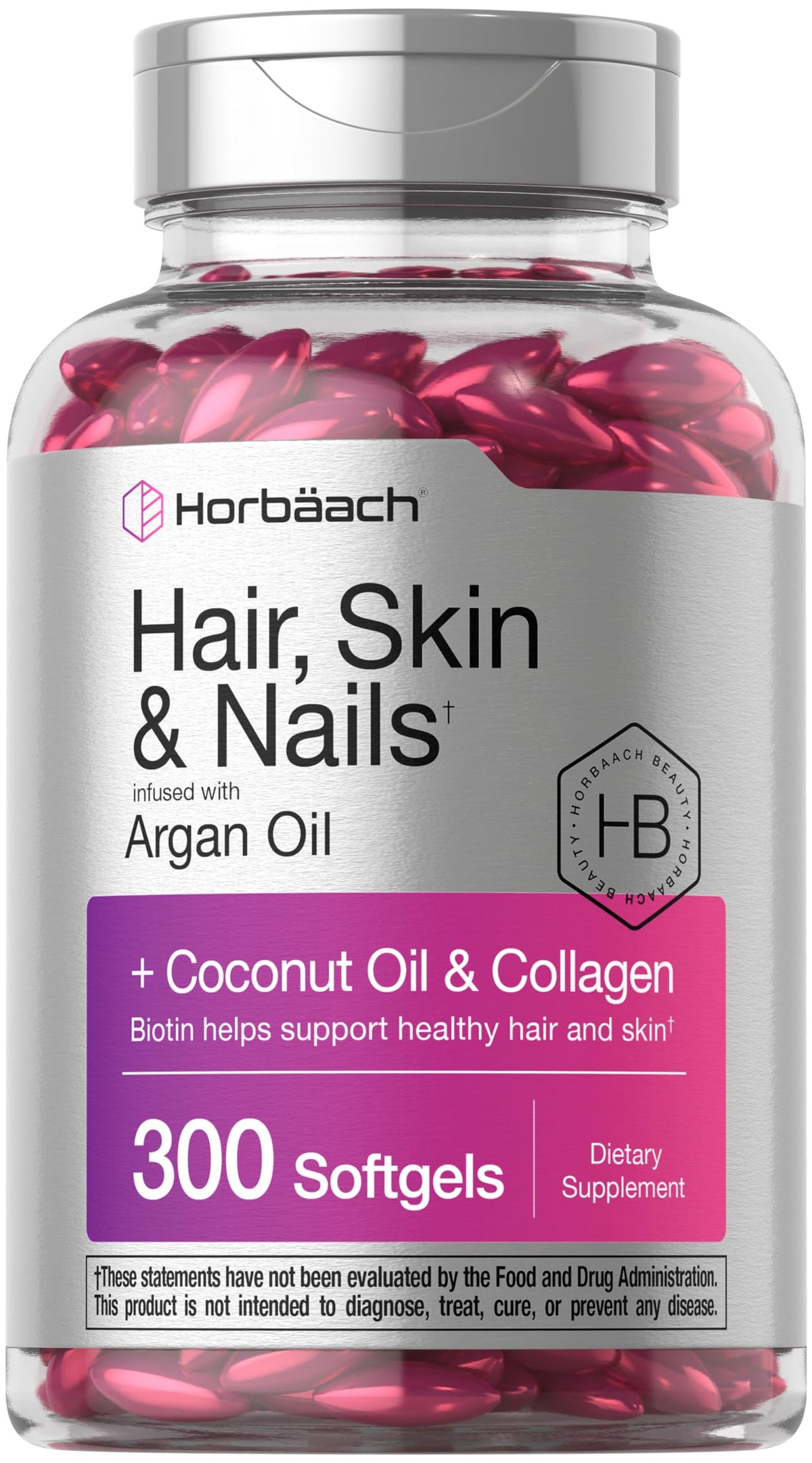 Horbaach cabello sano, cápsulas suaves para brillo y fortaleza.