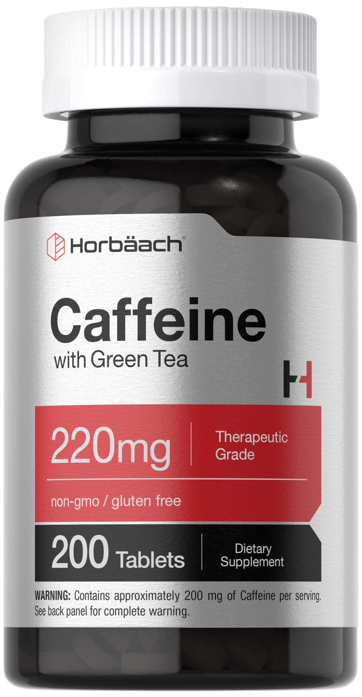 Frasco de Horbaach Caféina 200 mg con tabletas para energía sostenida