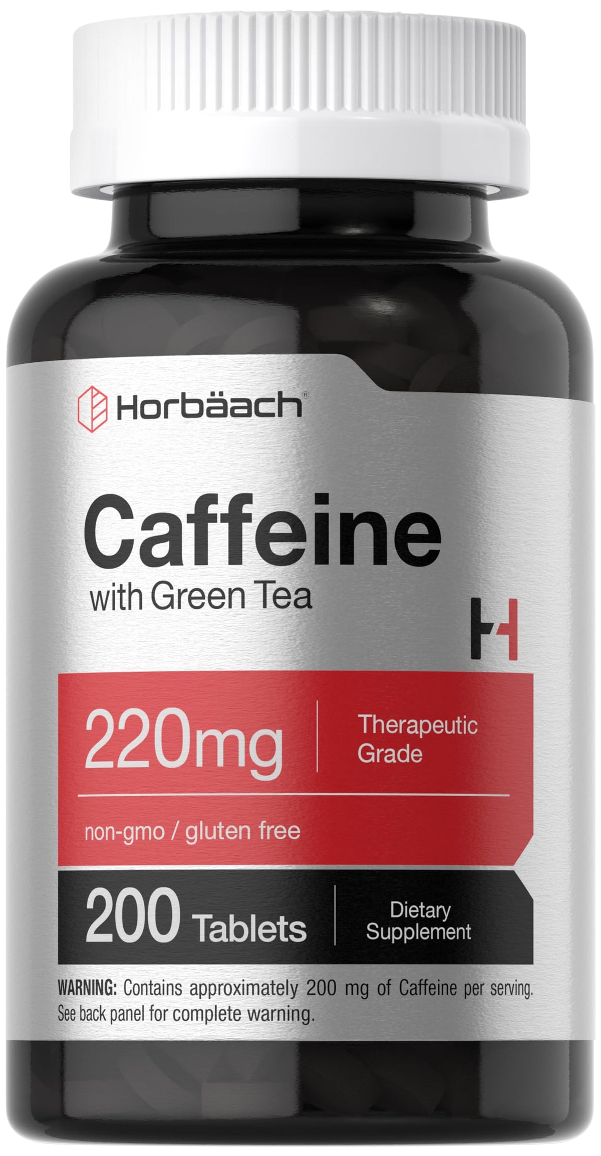 Frasco de Horbaach Caféina 200 mg con tabletas para energía sostenida