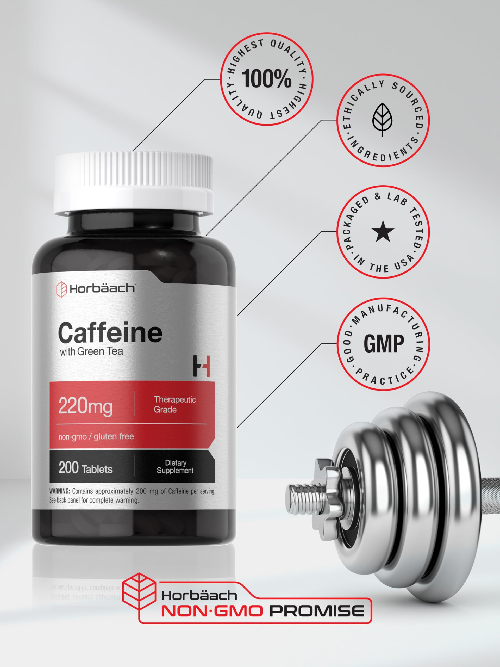 Caféina Horbaach con extracto de té verde y antioxidantes