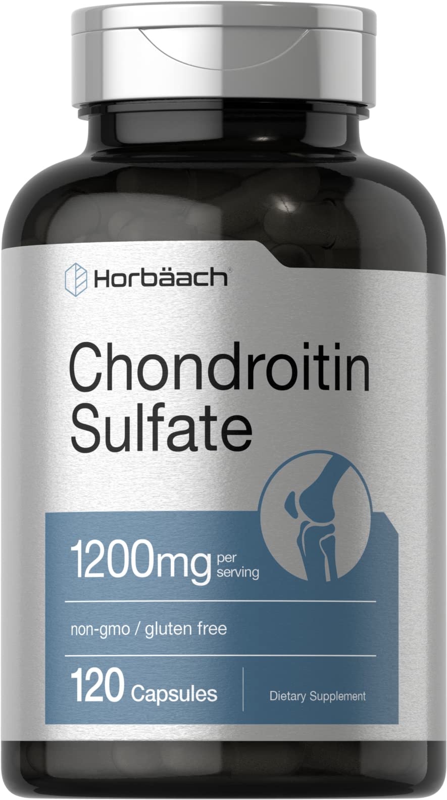 Horbaäch Condroitina Sulfato 1200 mg, botella de cápsulas para apoyar la movilidad diaria.