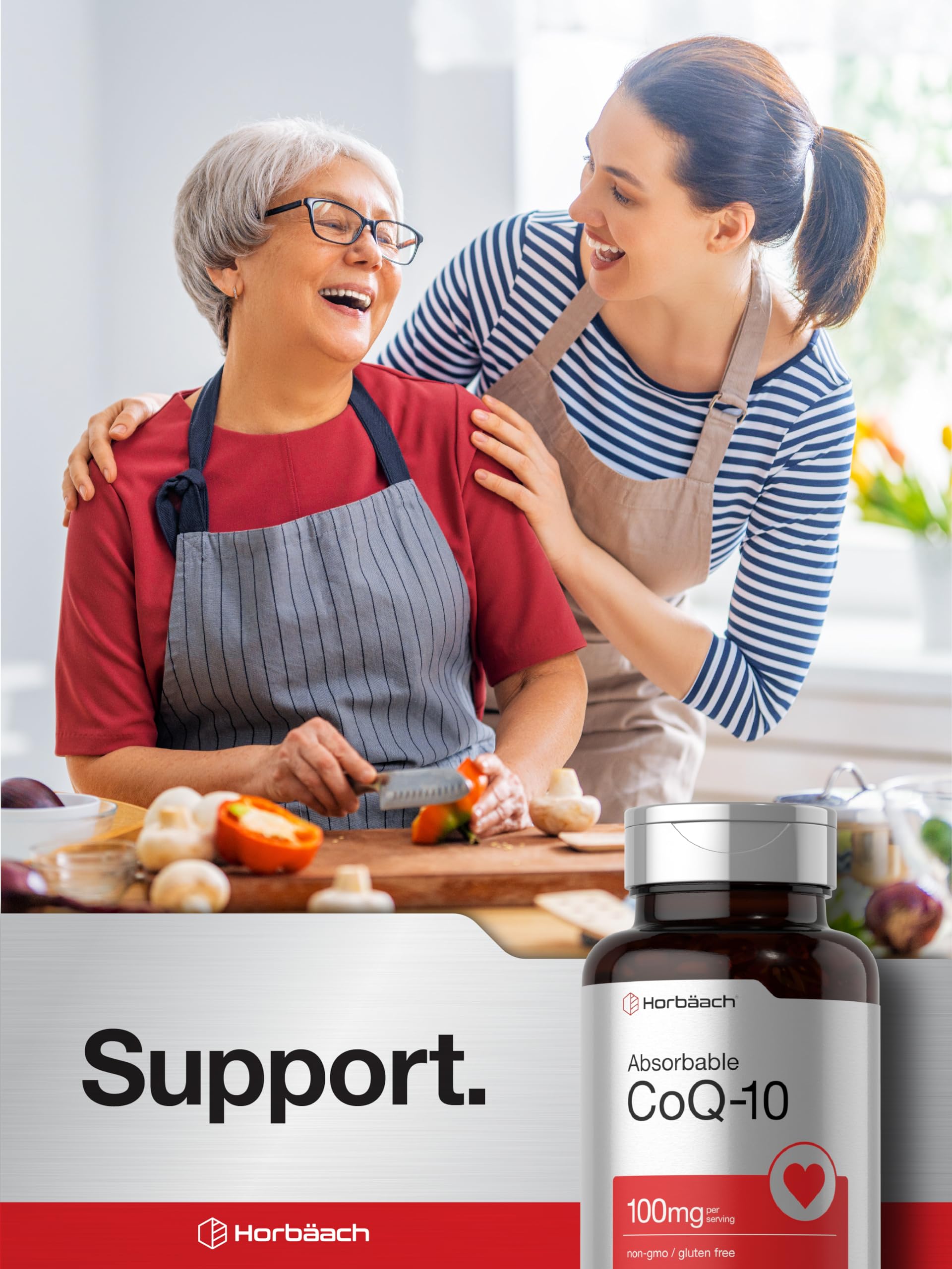 Dosis diaria de Horbaach CoQ10 100 mg en cápsulas fáciles de tragar