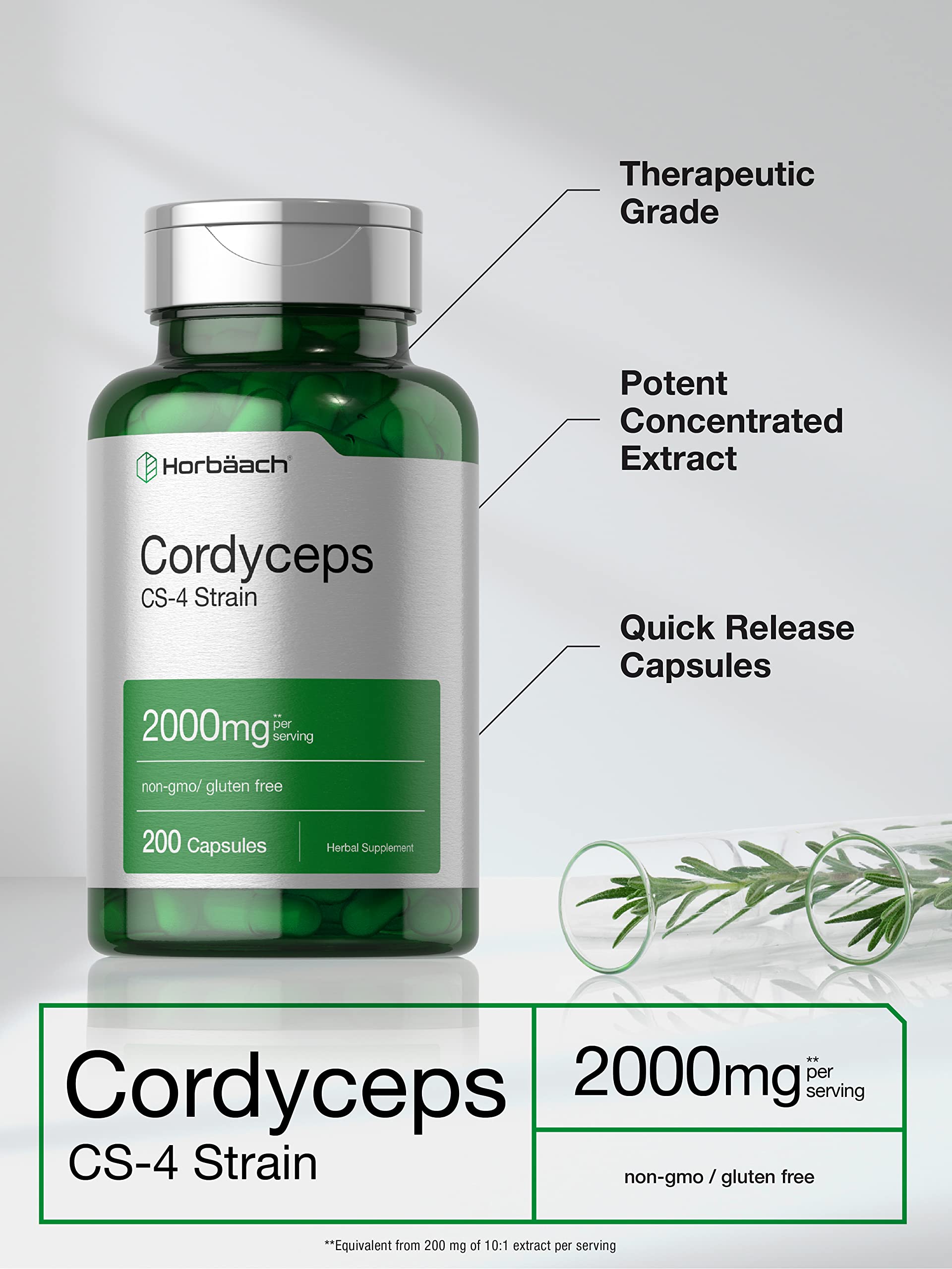 Horbäach Cordyceps Cápsulas conjunto: toma diaria para equilibrio y resistencia.