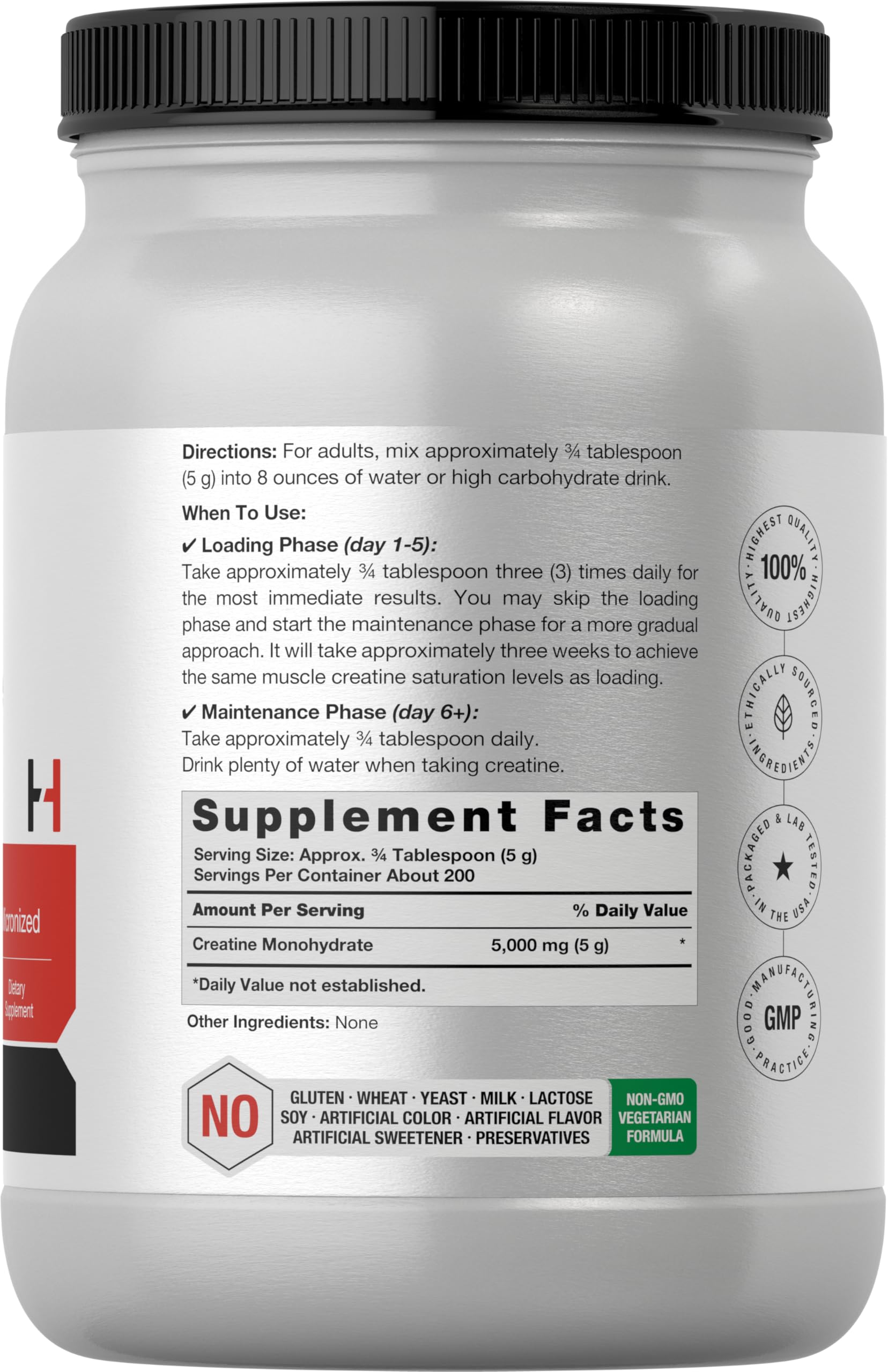 Horbäach Creatine Monohidrato en Polvo con medidor para porciones precisas