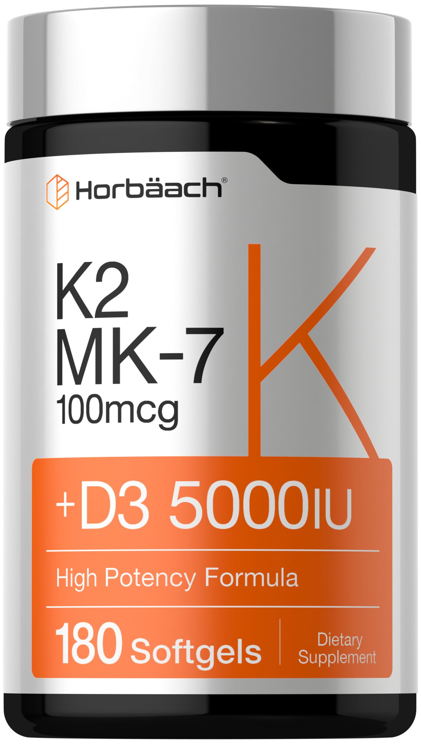 Horbäach D3 K2 5000 UI cápsulas para uso diario y bienestar general