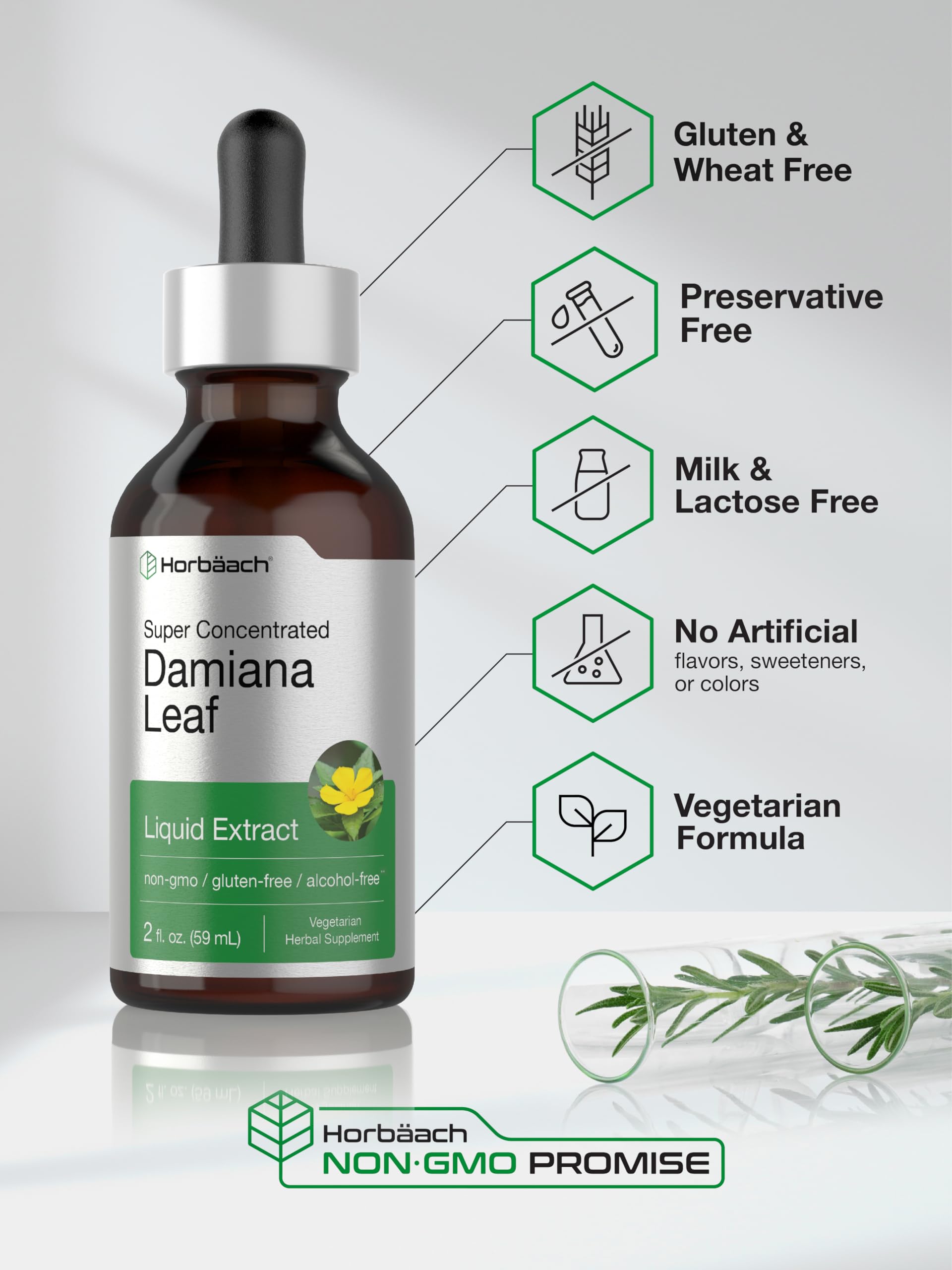 Horbáach Damiana concentrado: extracto potente sin alcohol para mezclar