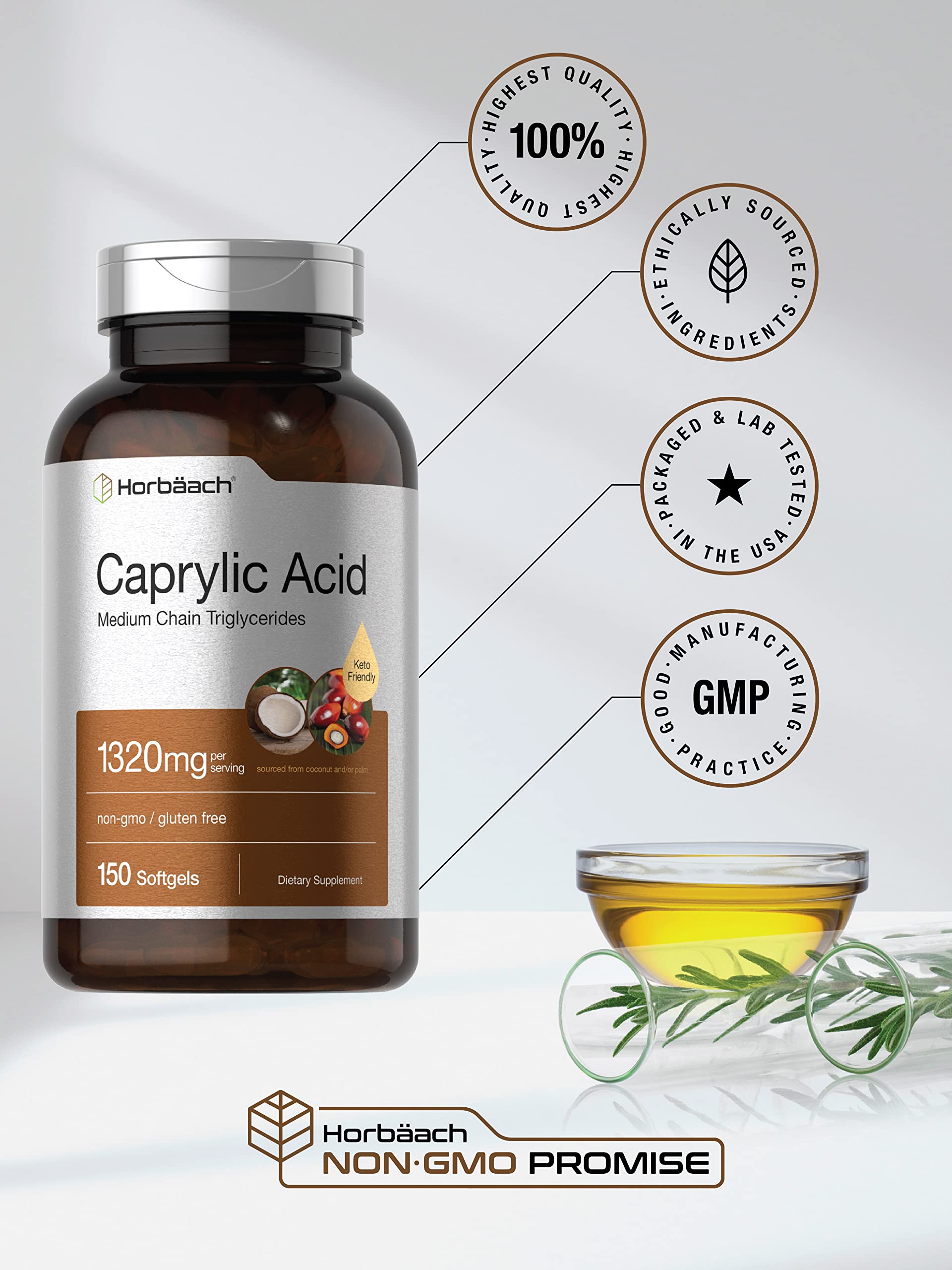 Uso diario recomendado con porción de 1320 mg de ácido caprílico.
